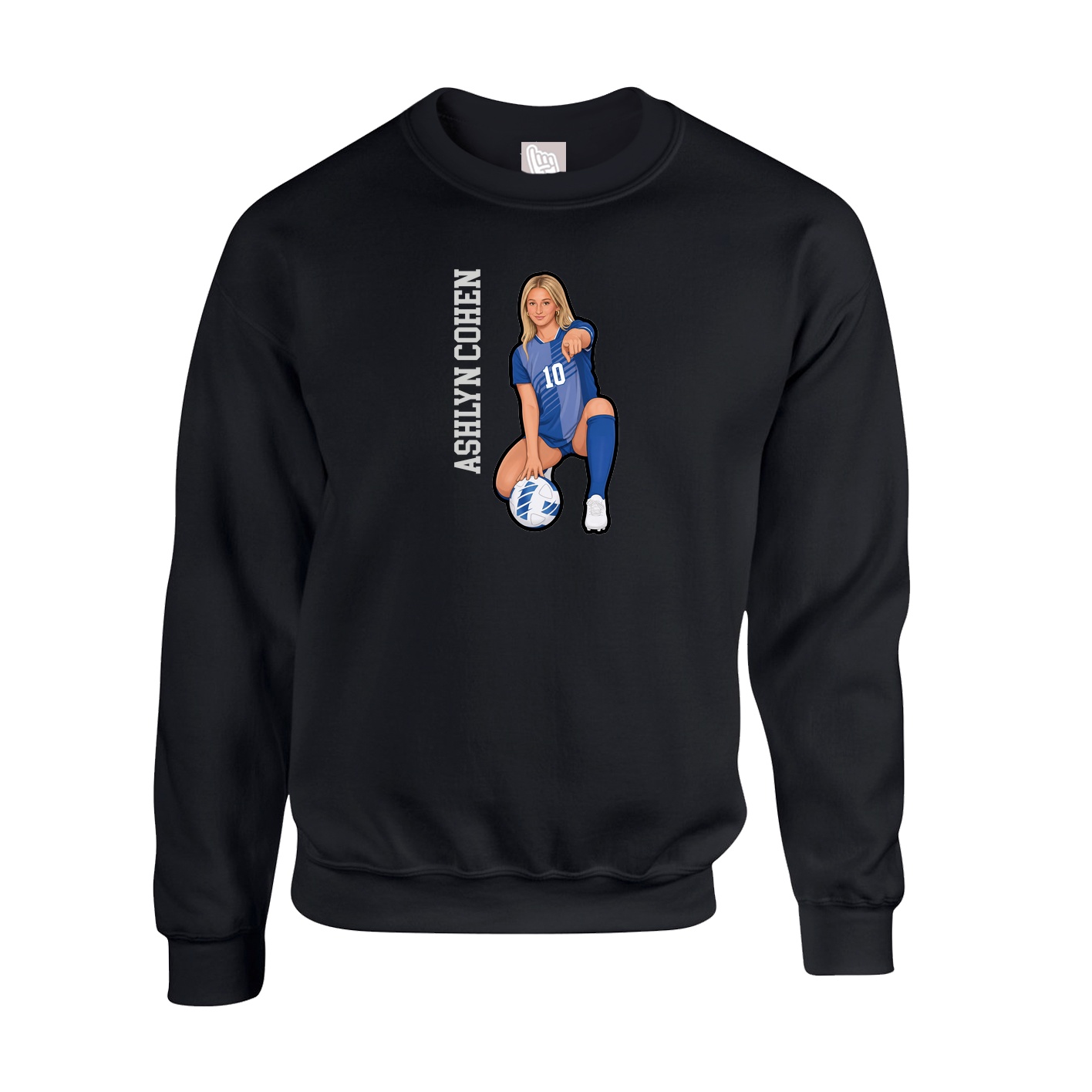 Fleece Crew — Name Vertical in Black