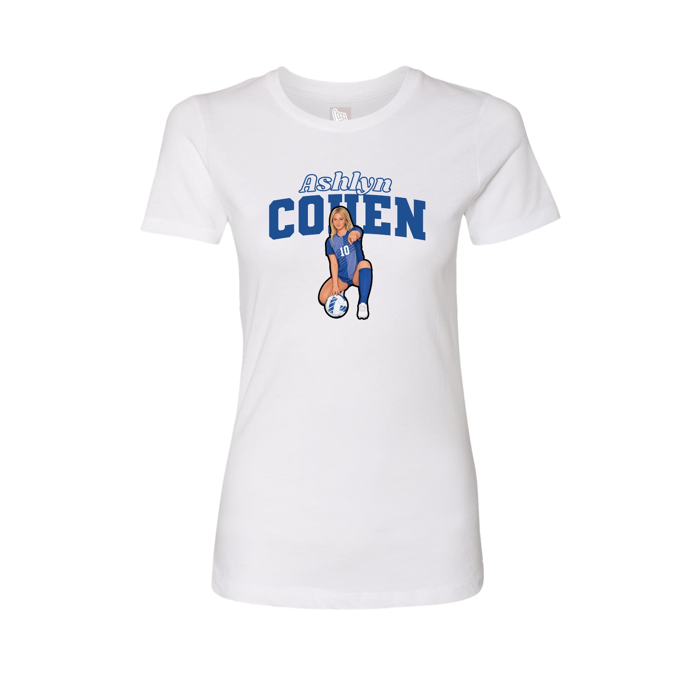 Fitted Women's Tee — Name Arch in White