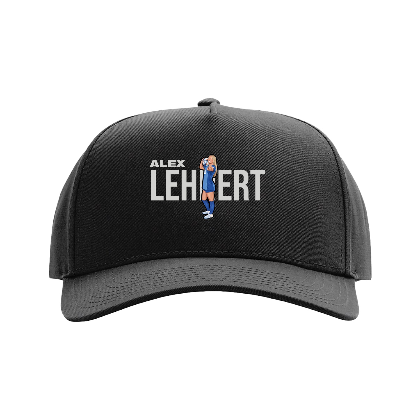 Full Fabric Five-Panel Champ Cap — Player Name in Black