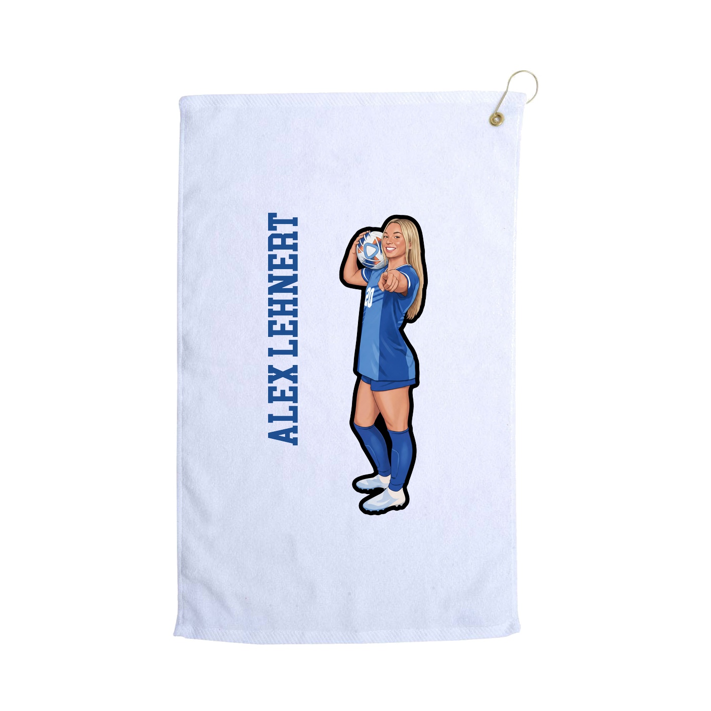 Golf Towel — Name Vertical in White
