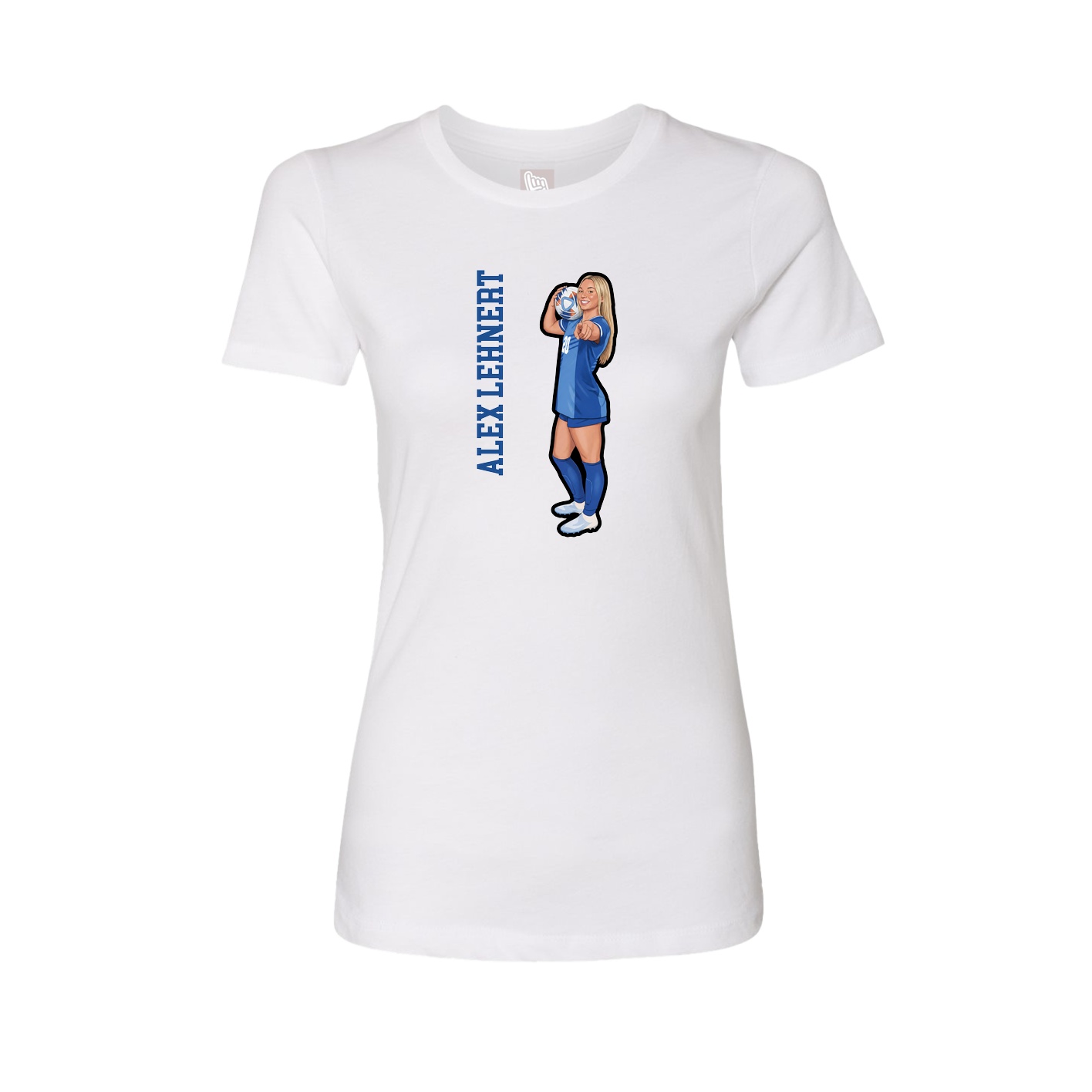 Fitted Women's Tee — Name Vertical in White