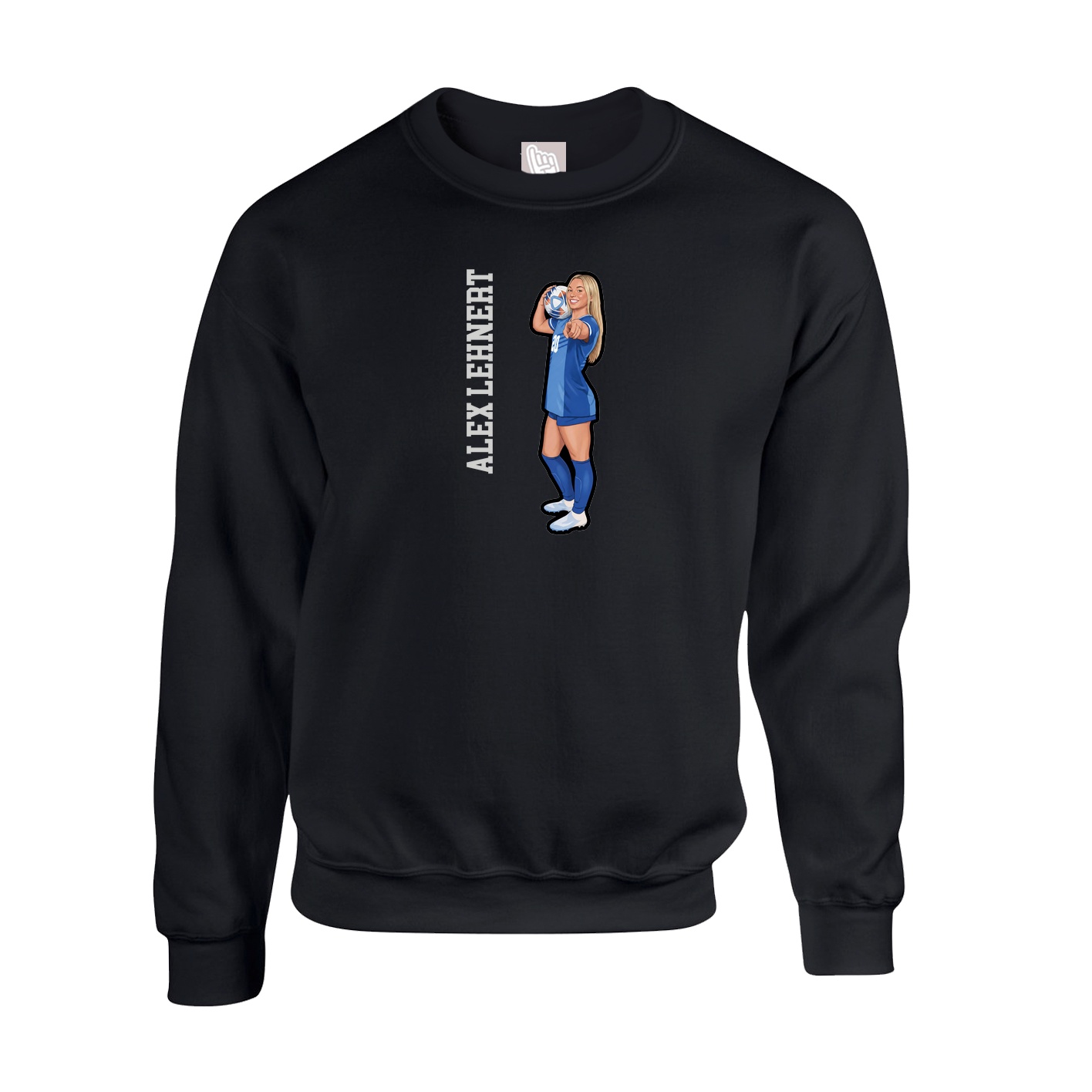 Fleece Crew — Name Vertical in Black