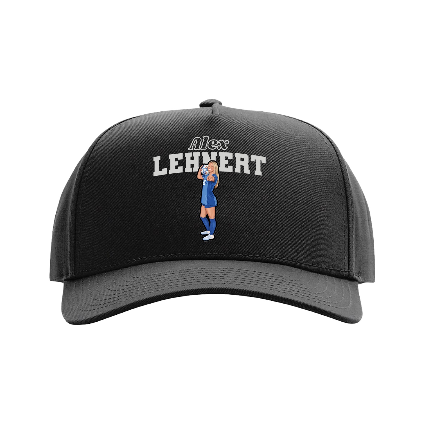 Full Fabric Five-Panel Champ Cap — Name Arch in Black