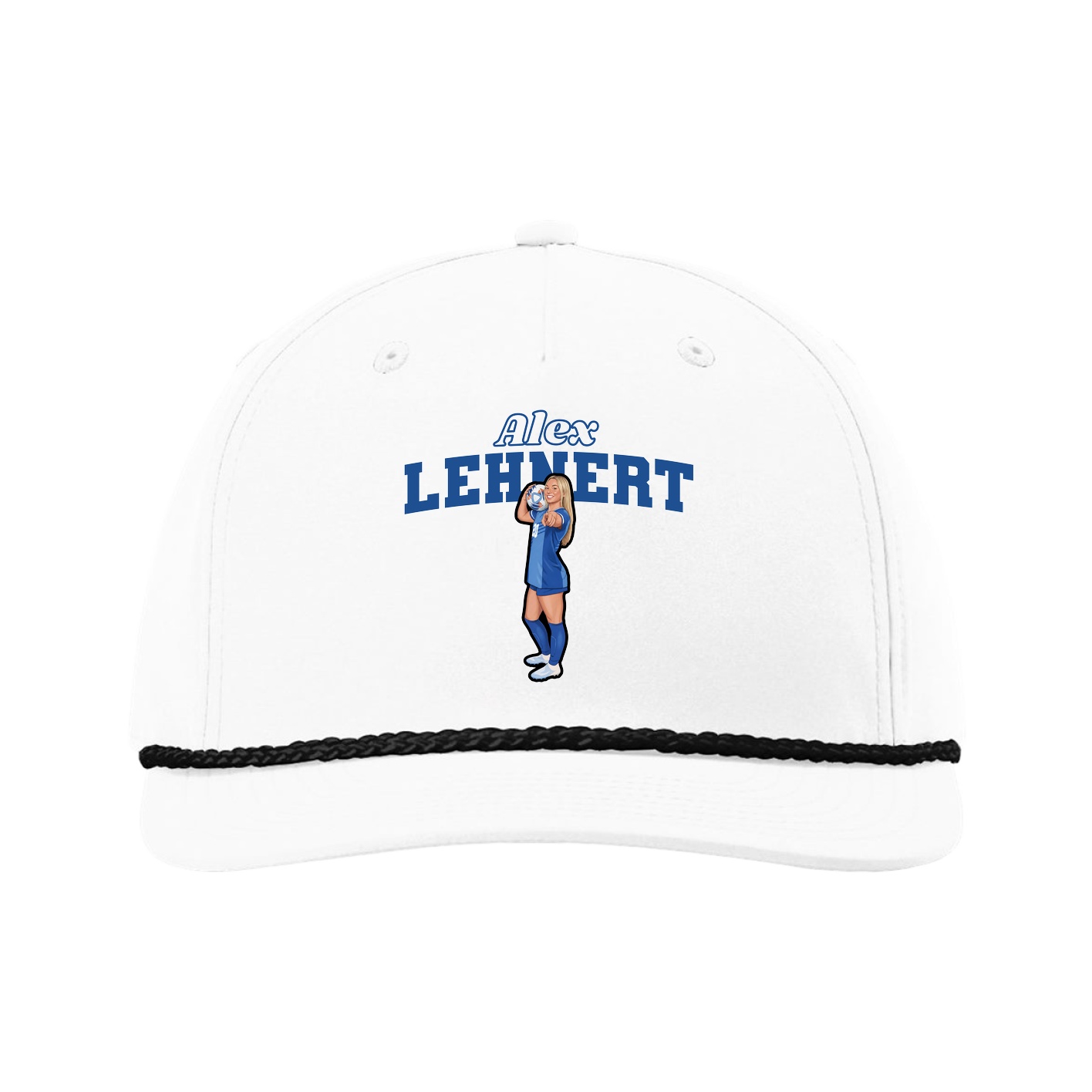 Five-Panel Classic Rope Cap — Name Arch in White