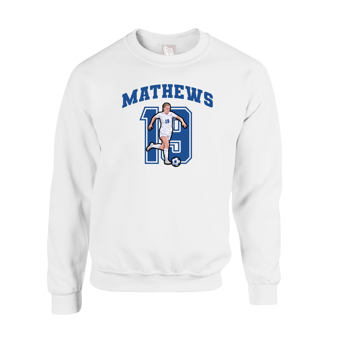 Fleece Crew — Number in White