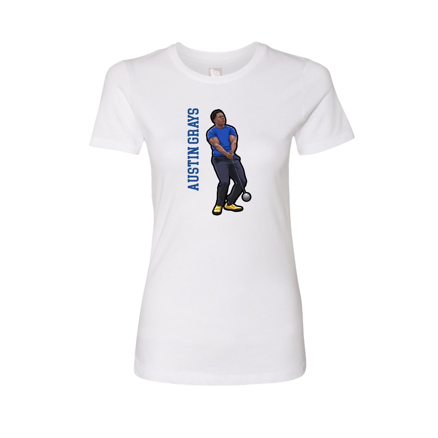 Fitted Women's Tee — Name Vertical in White