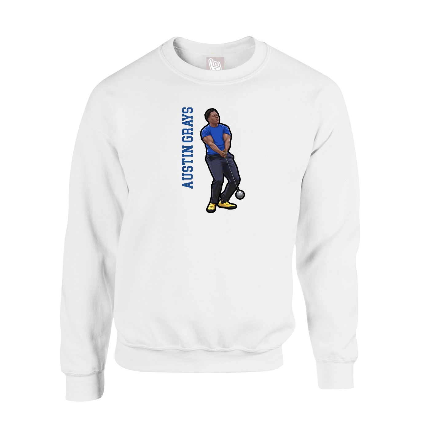 Fleece Crew — Name Vertical in White