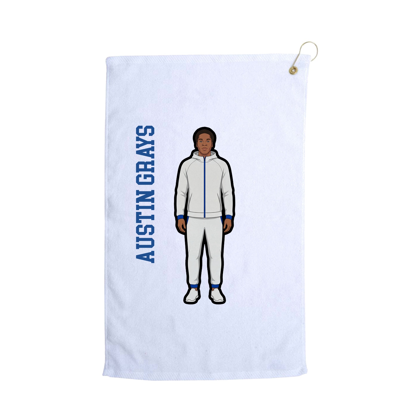 Golf Towel — Name Vertical in White