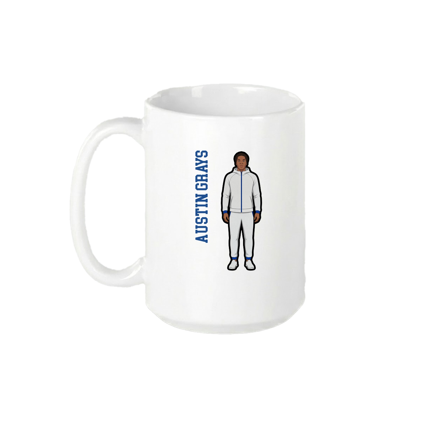 15oz Coffee Mug — Name Vertical in White