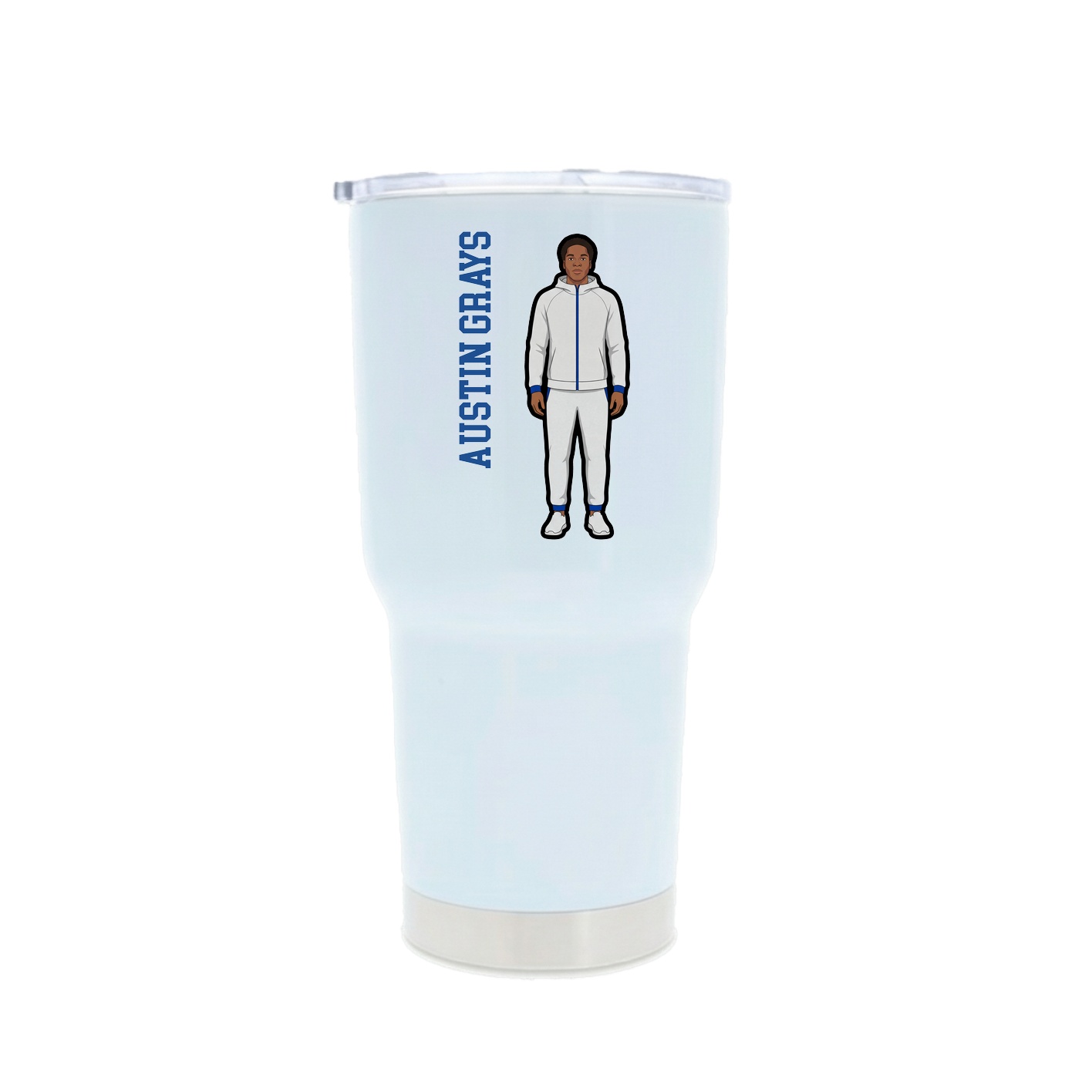 30oz Stainless Steel Tumbler — Name Vertical in White