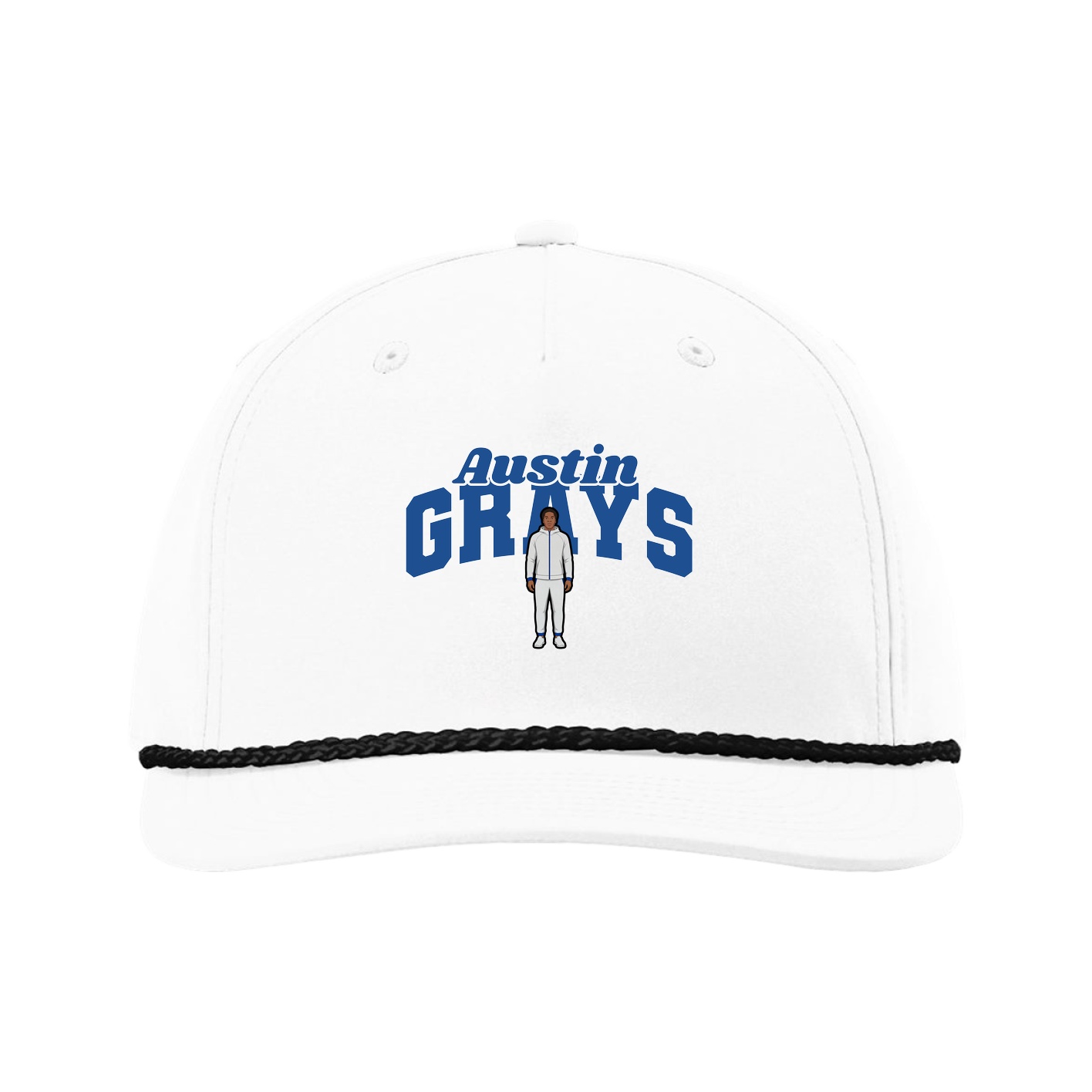 Five-Panel Classic Rope Cap — Signature Arch in White