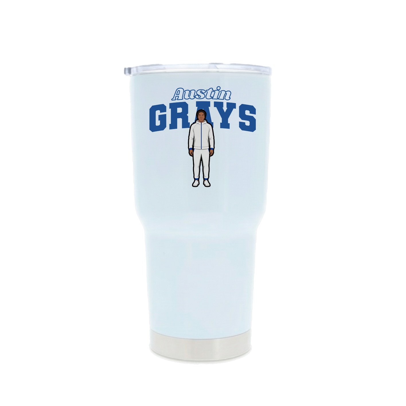 30oz Stainless Steel Tumbler — Name Arch in White