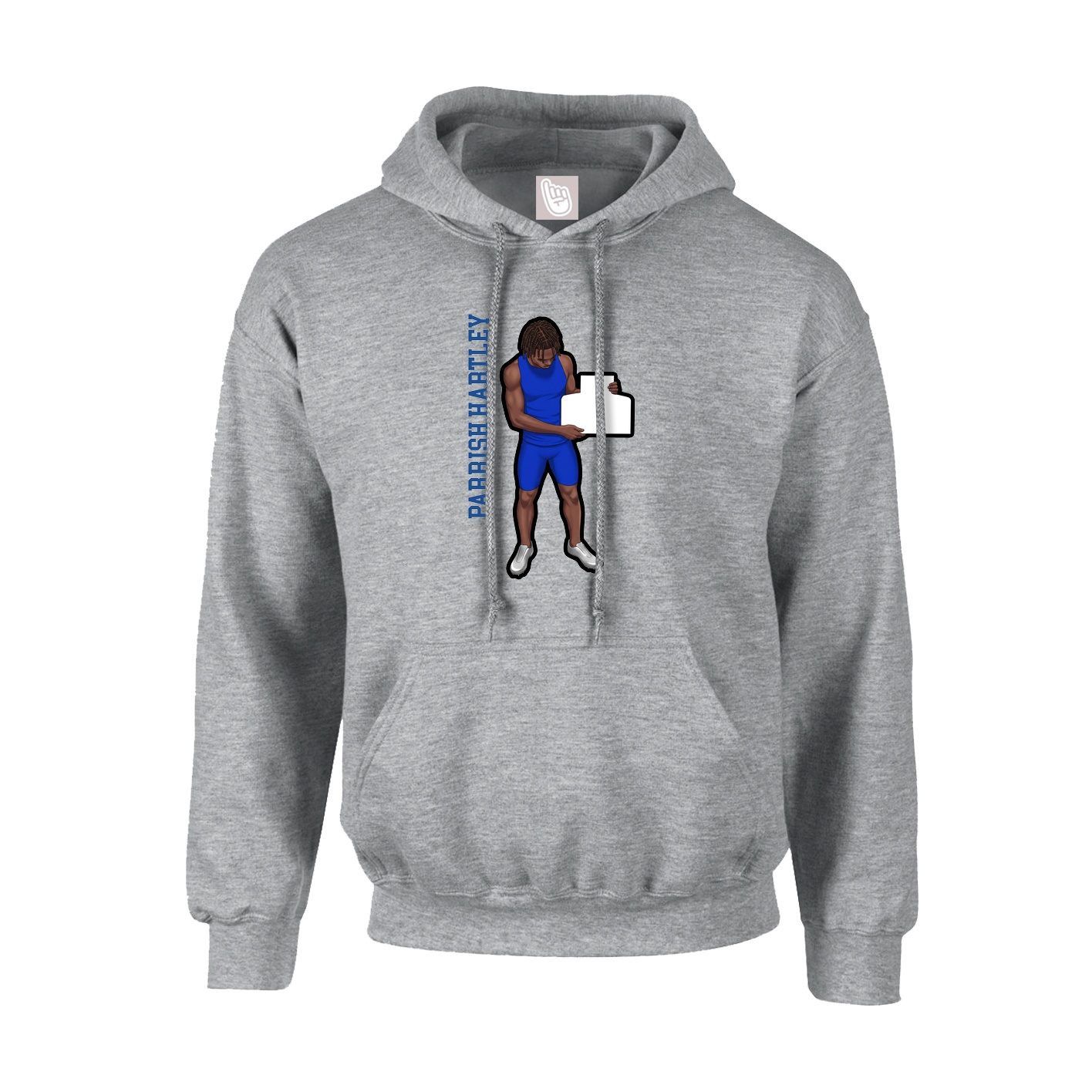 Hoodie — Name Vertical in Grey
