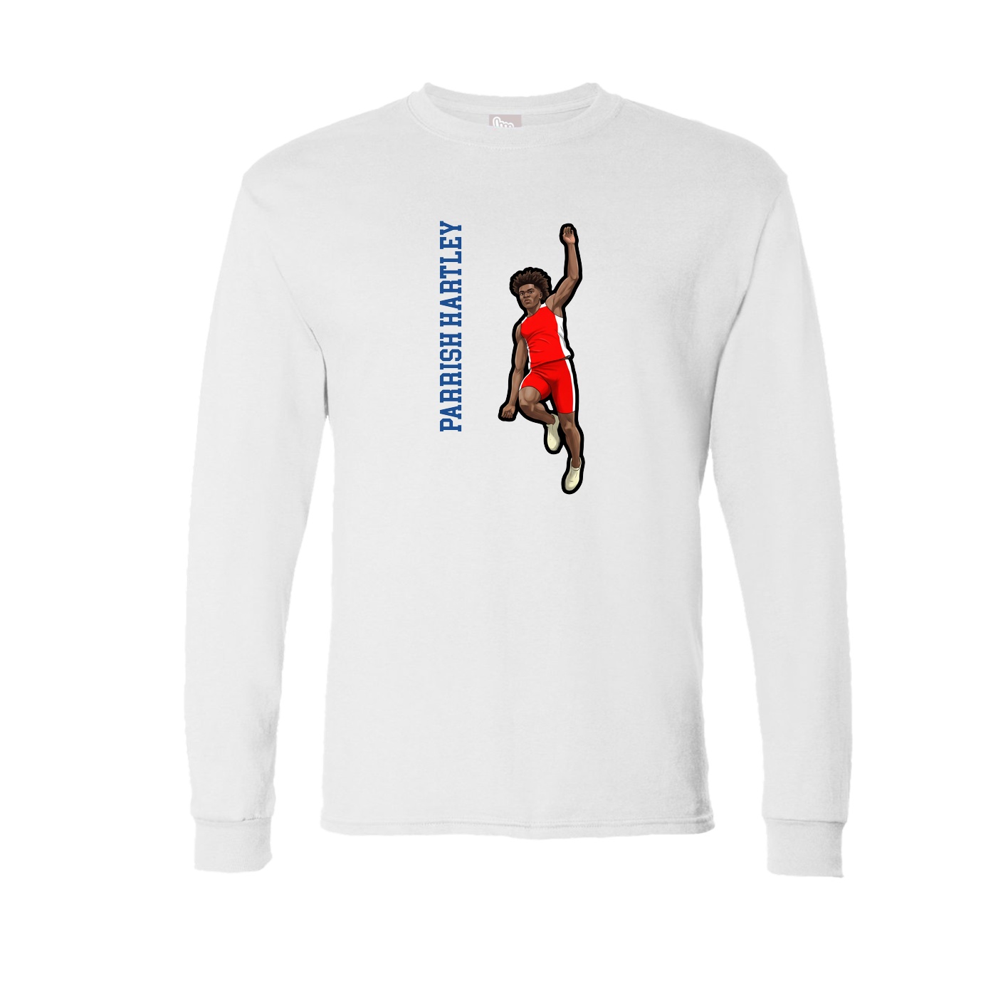 Long Sleeve Tee — Name Vertical in White