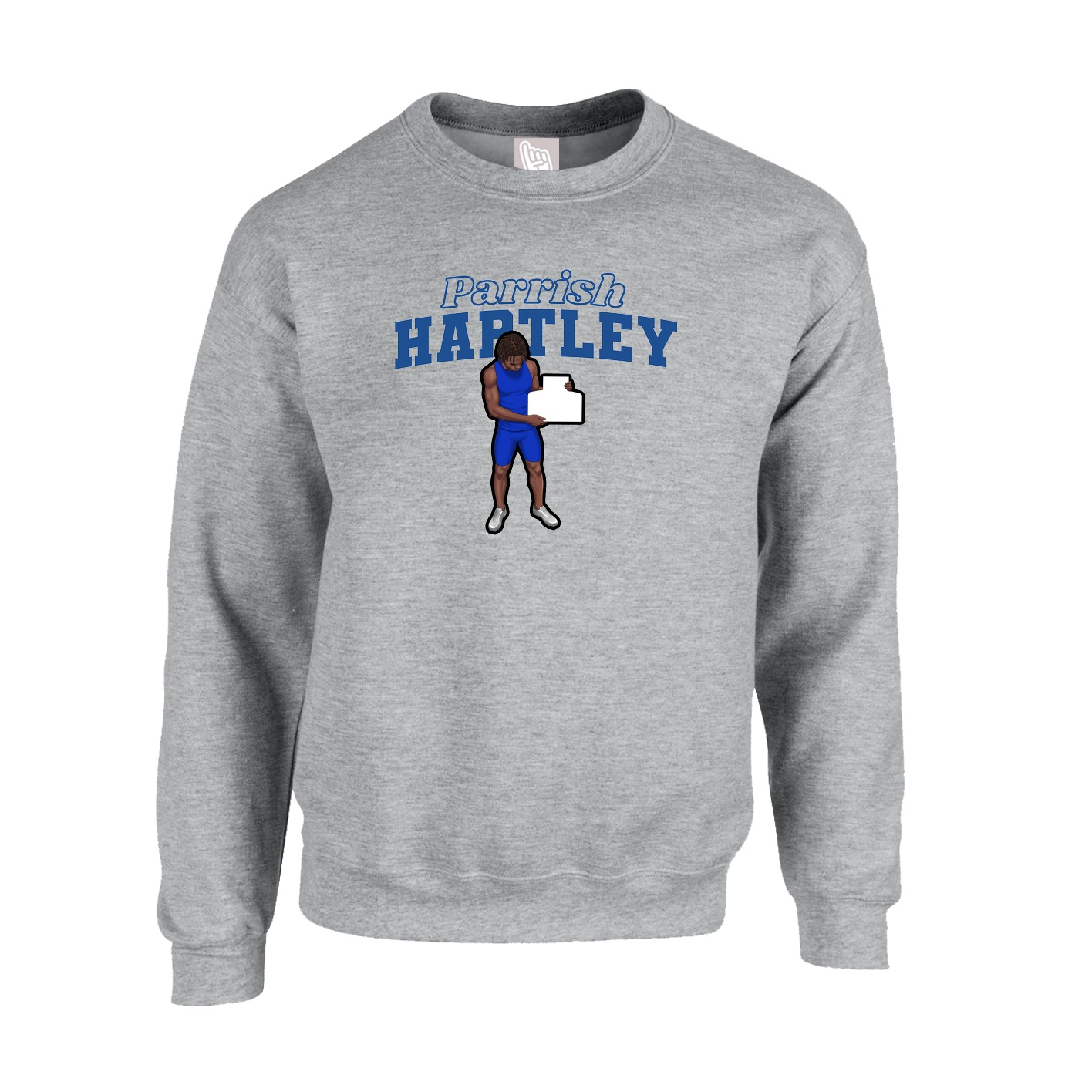Fleece Crew — Name Arch in Grey