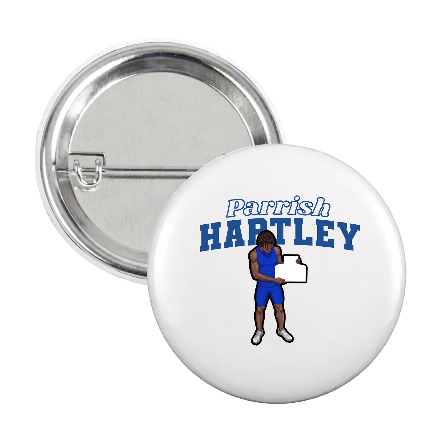 Game Day Button — Name Arch in White