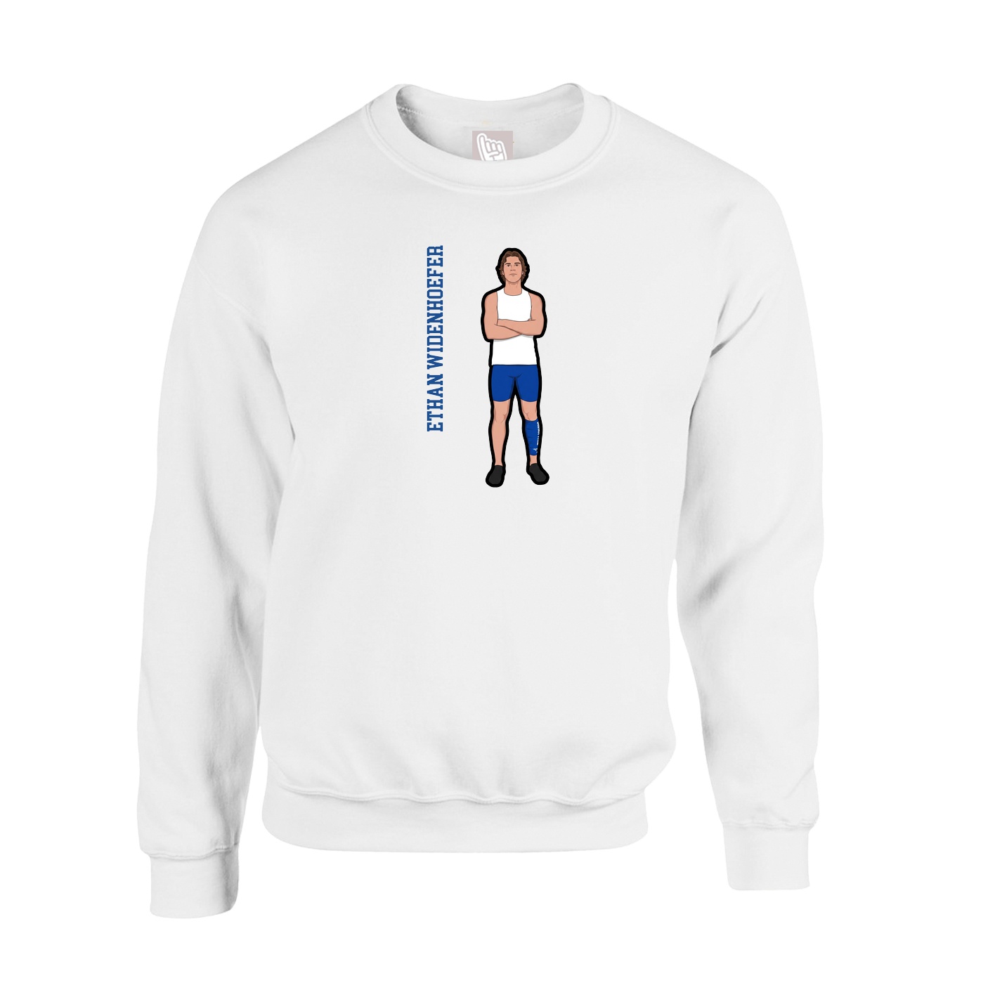 Fleece Crew — Name Vertical in White