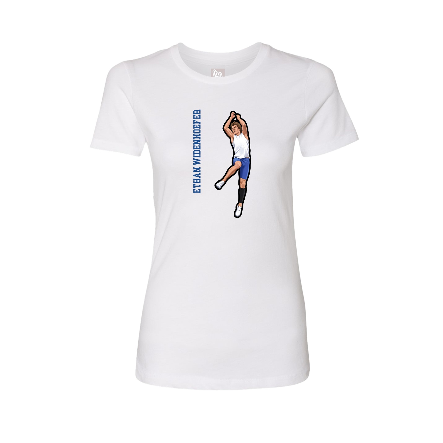 Fitted Women's Tee — Name Vertical in White