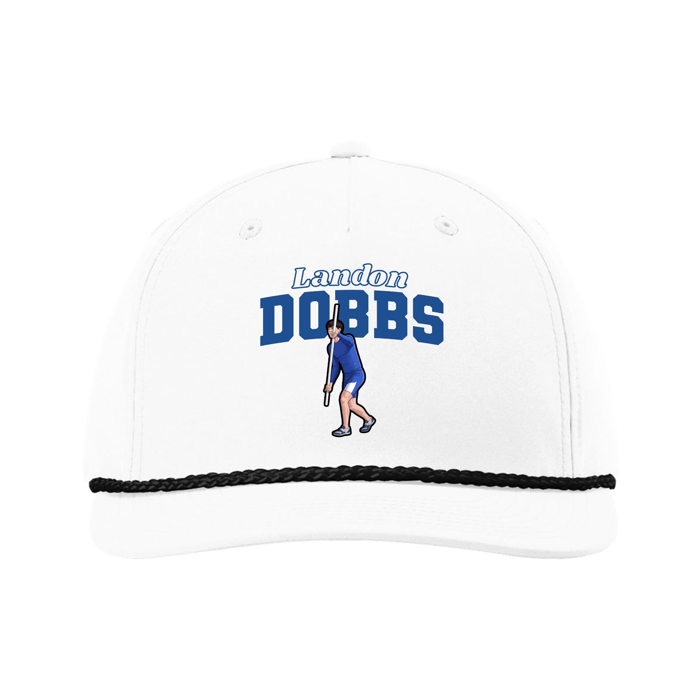 Five-Panel Classic Rope Cap — Name Arch in White