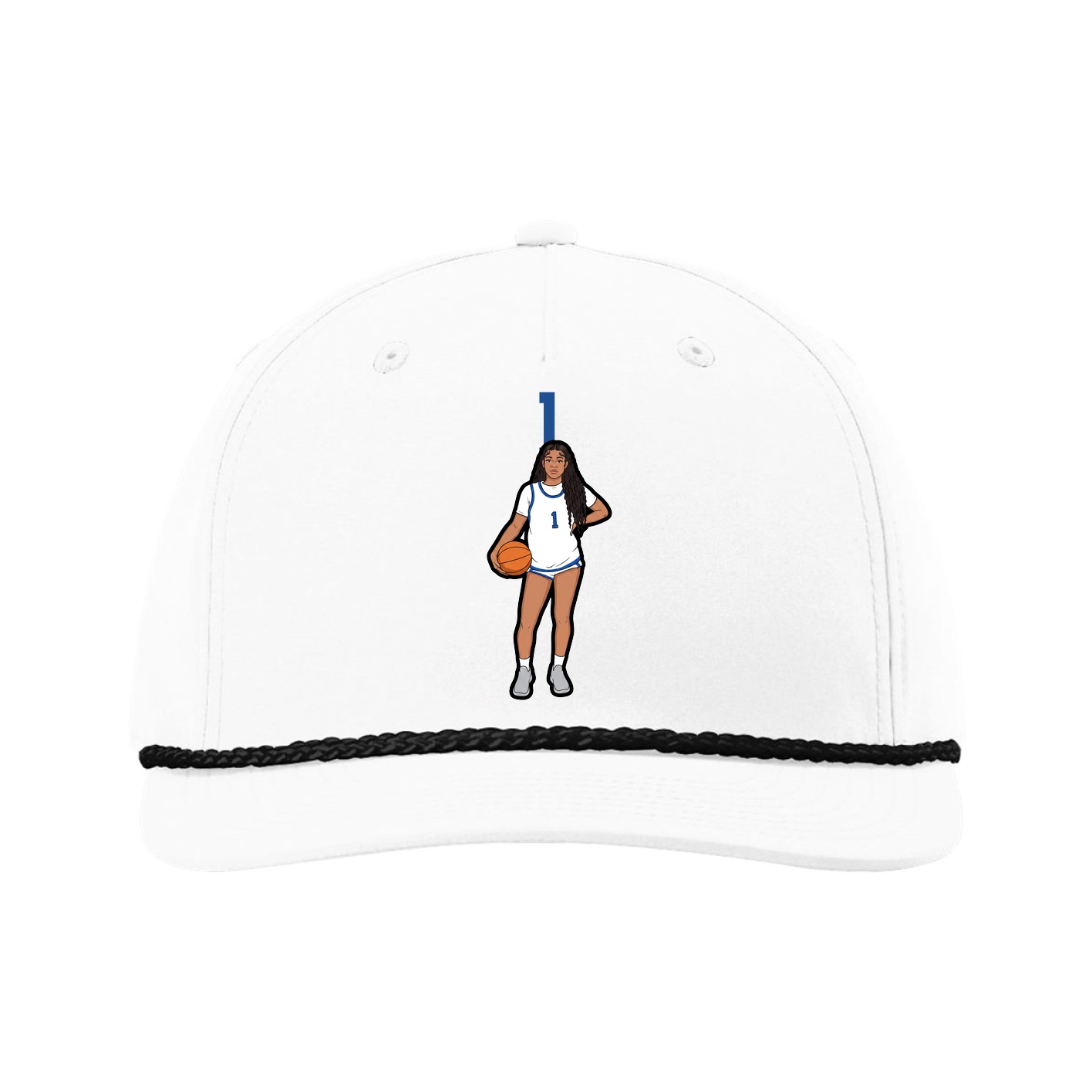 Five-Panel Classic Rope Cap — Number Top in White
