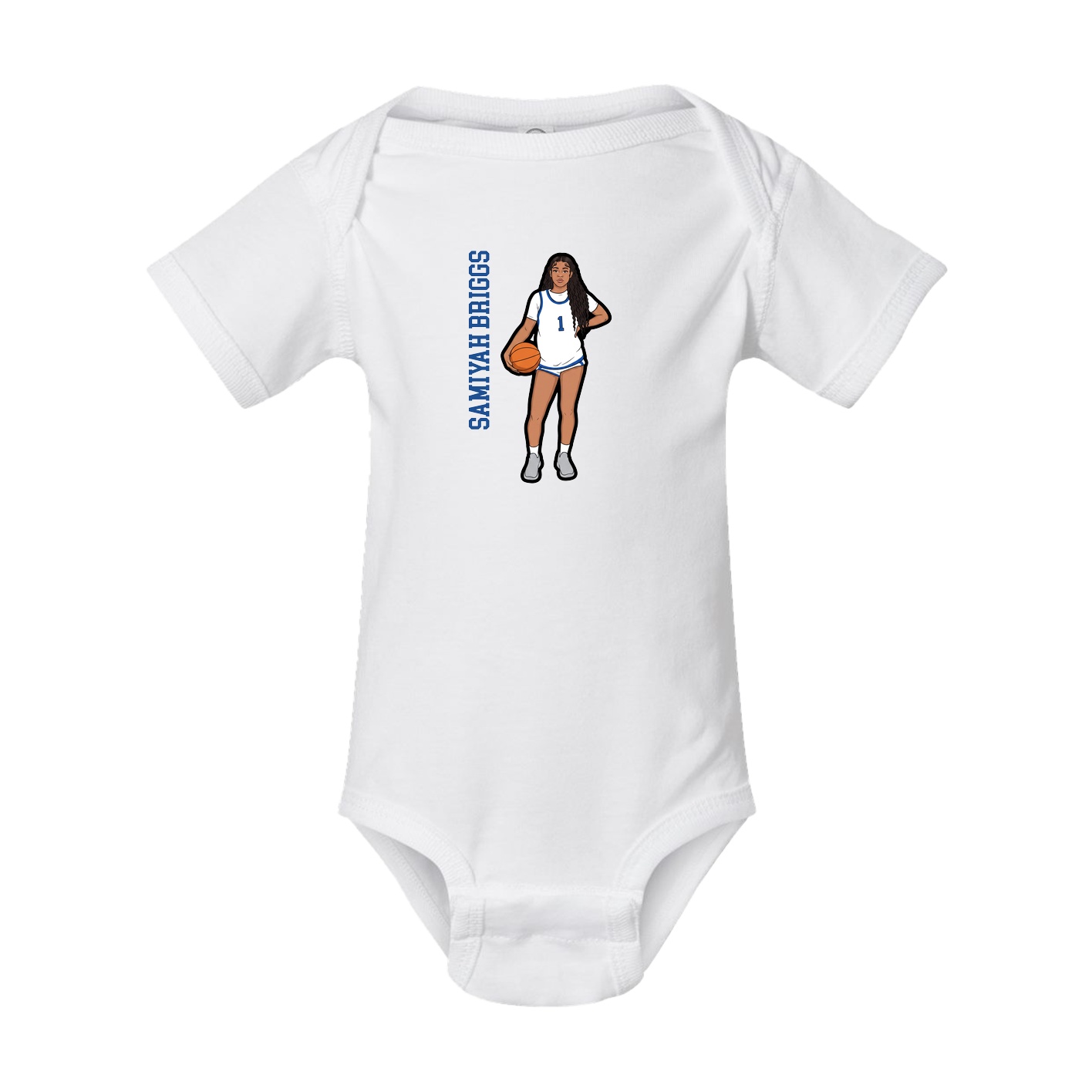 Baby Onesie — Name Vertical in White