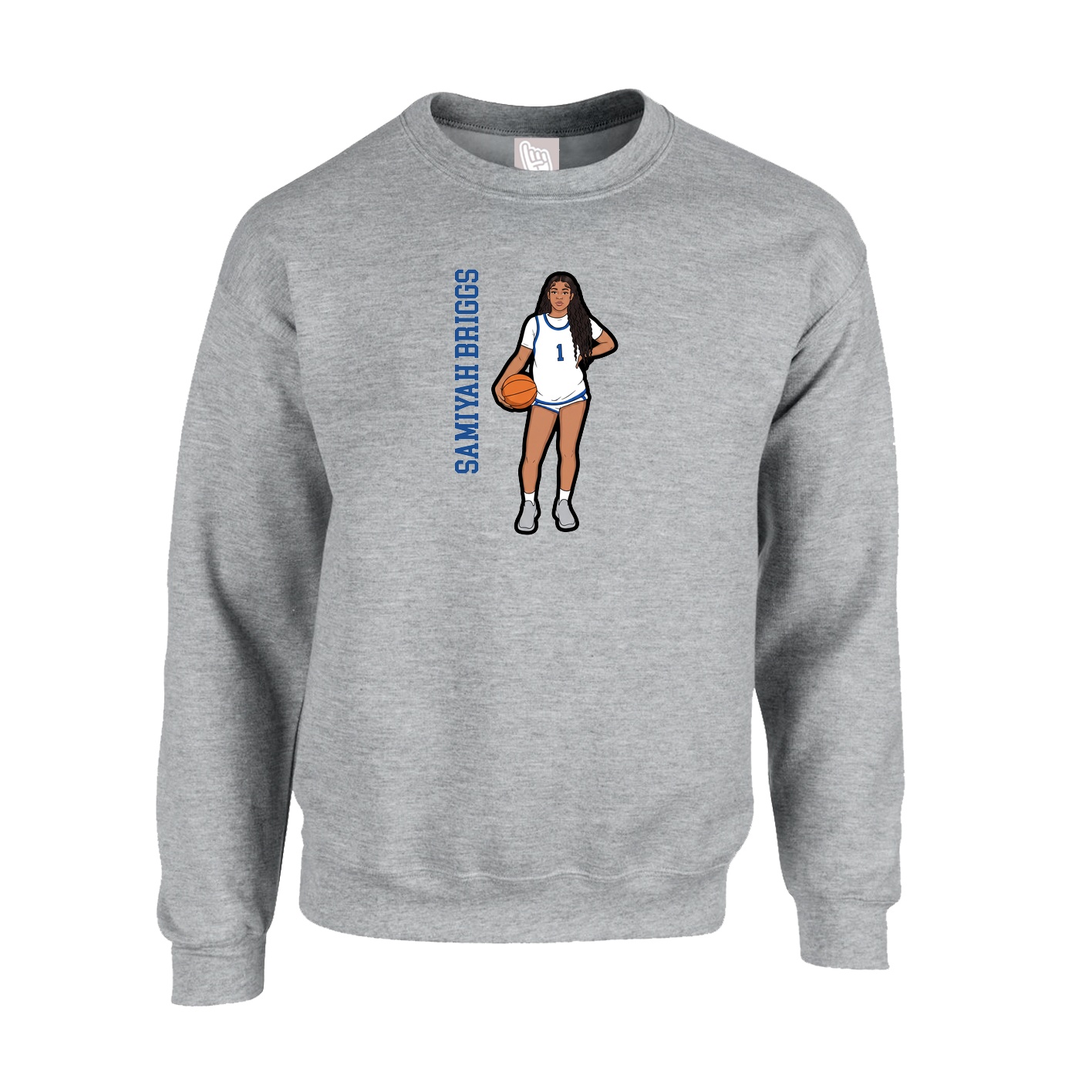 Fleece Crew — Name Vertical in Grey