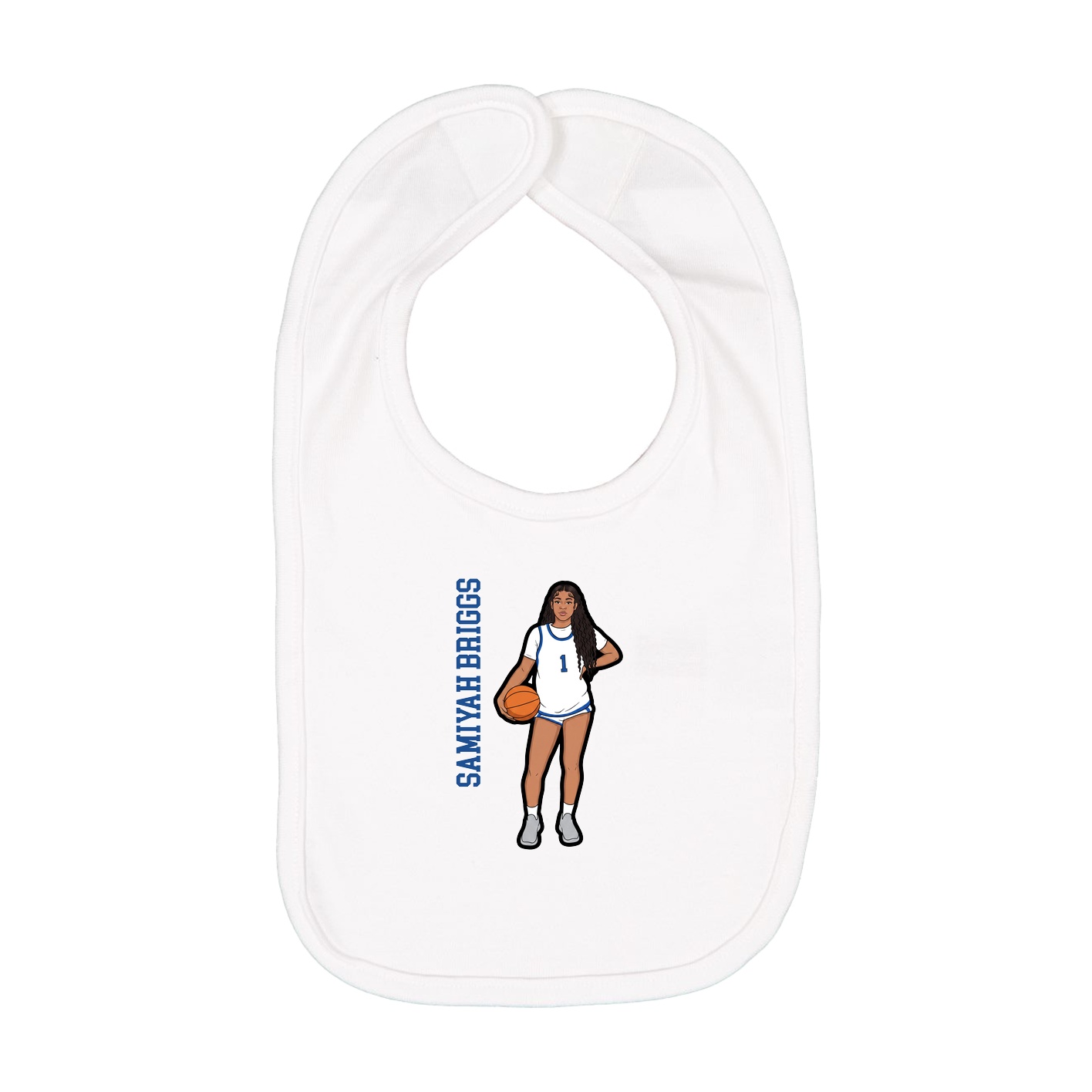 Infant Bib — Name Vertical in White