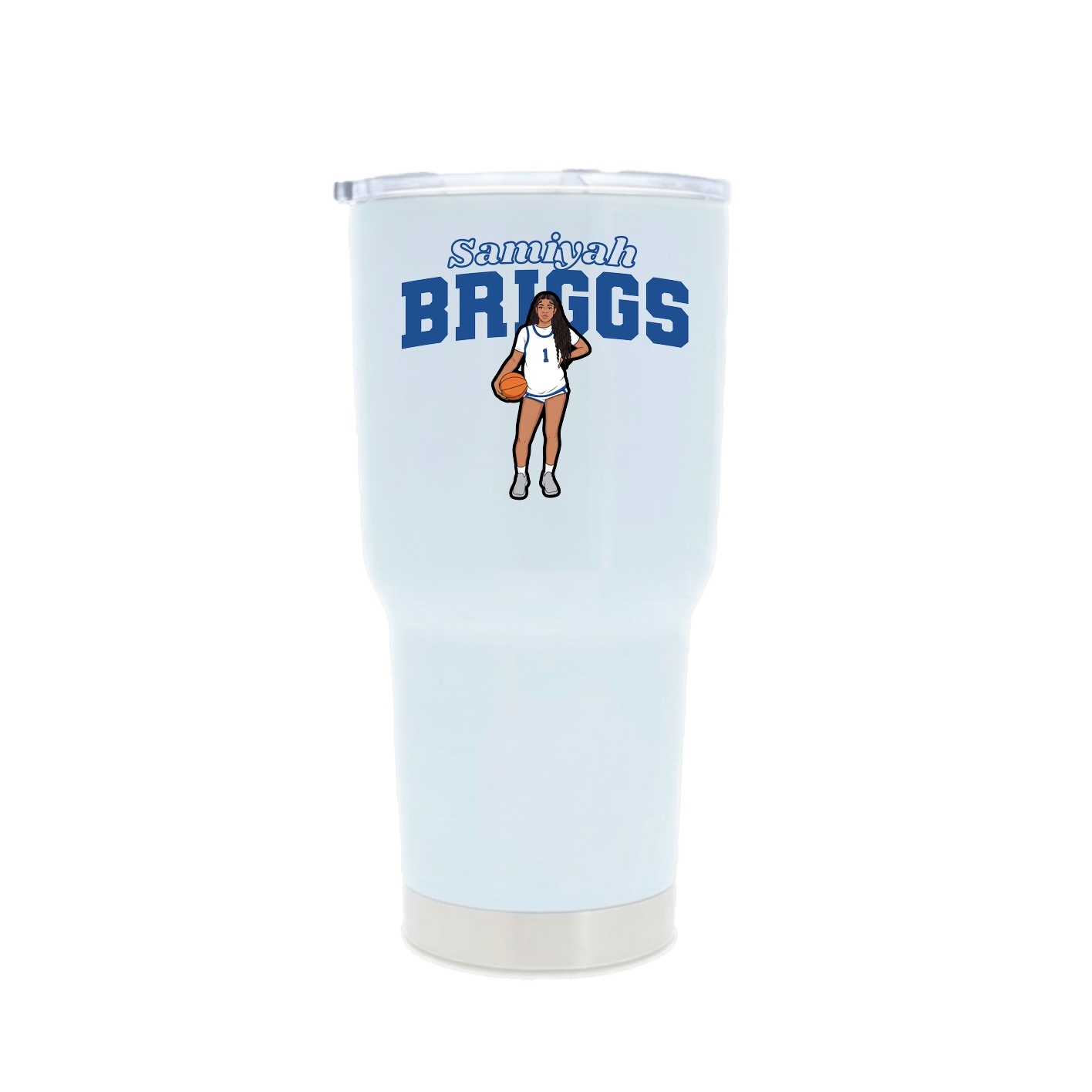 30oz Stainless Steel Tumbler — Name Arch in White