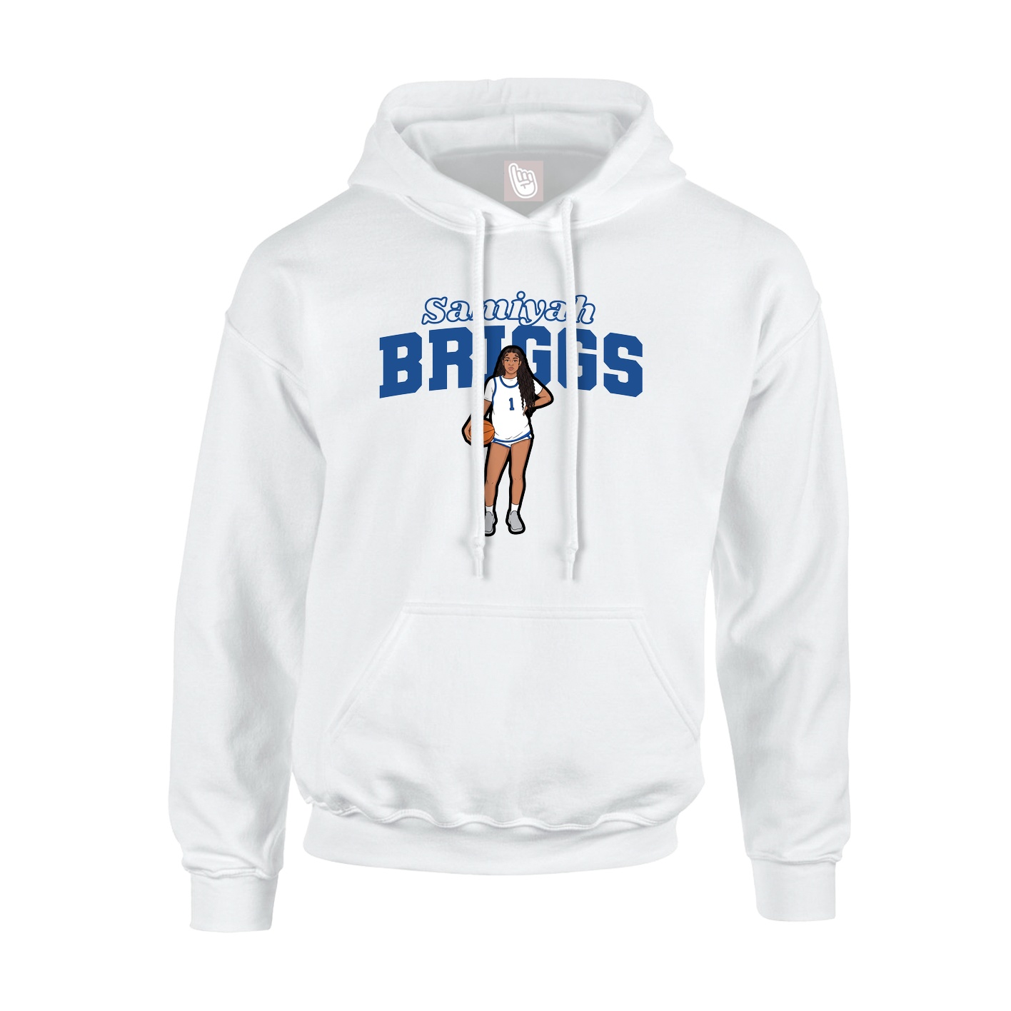 Youth Hoodie — Name Arch in White