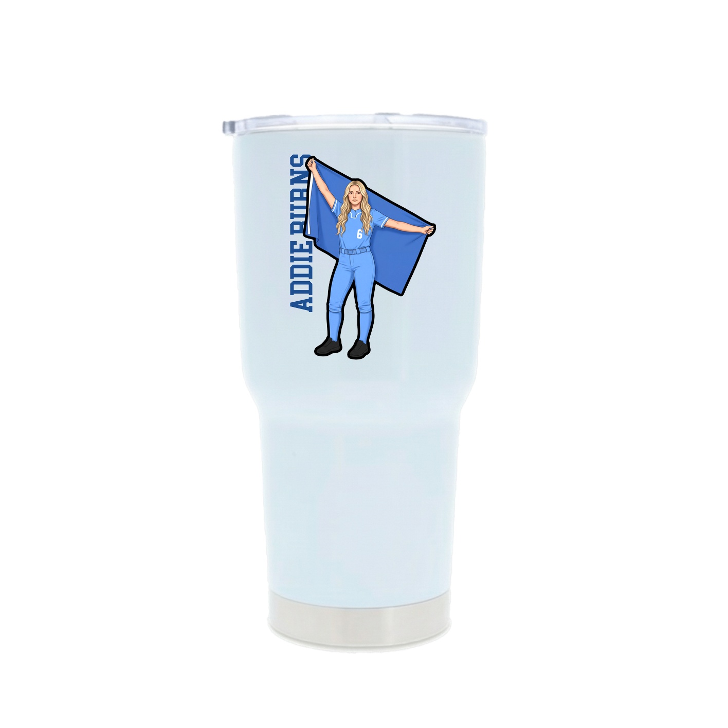 30oz Stainless Steel Tumbler — Name Vertical in White