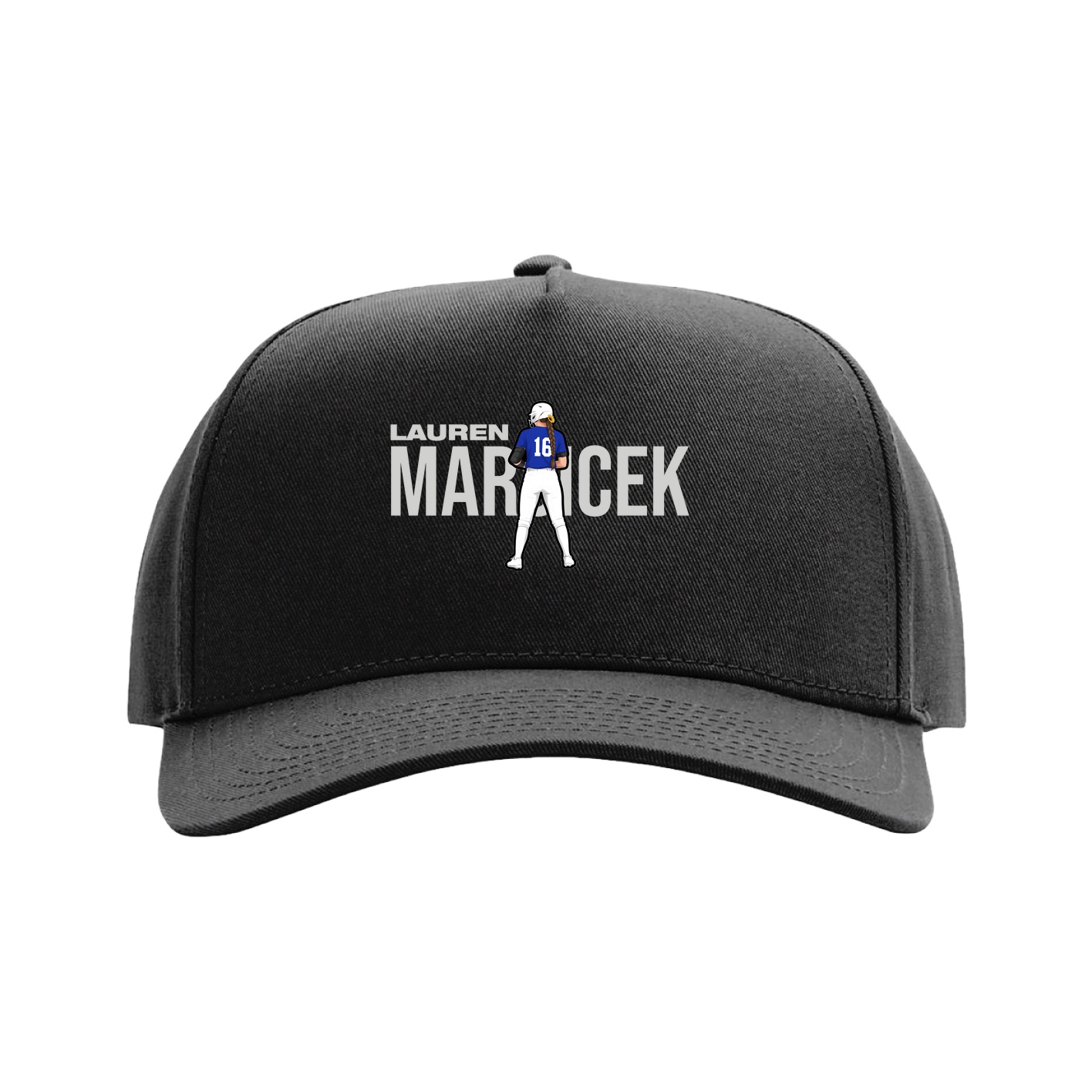 Full Fabric Five-Panel Champ Cap — Player Name in Black