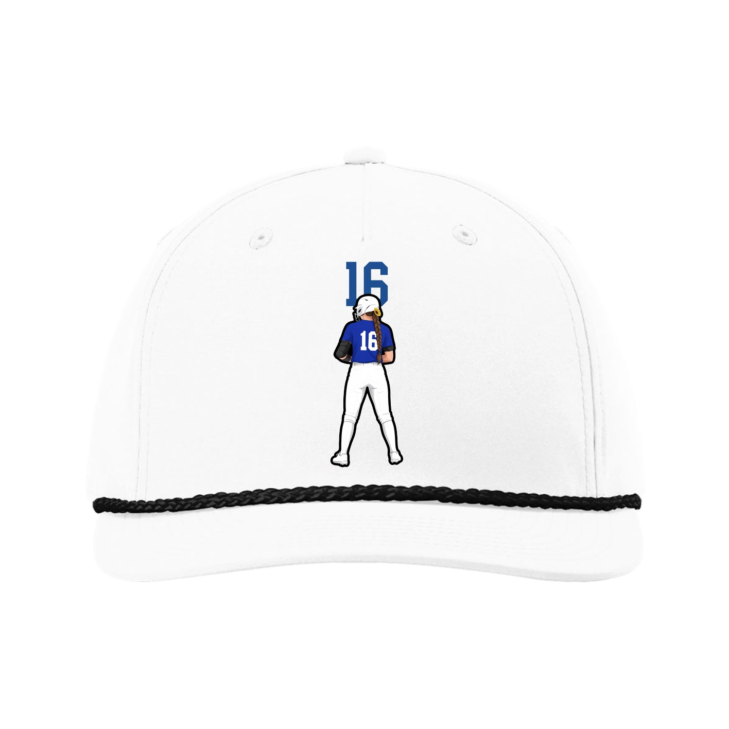 Five-Panel Classic Rope Cap — Number Top in White