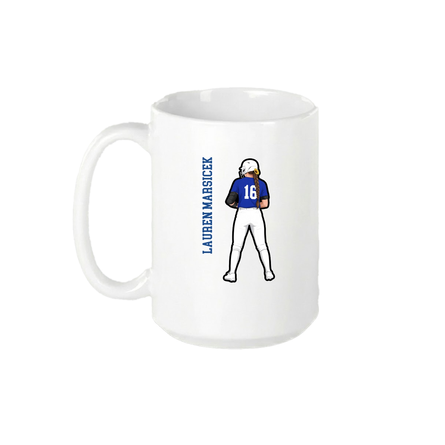 15oz Coffee Mug — Name Vertical in White