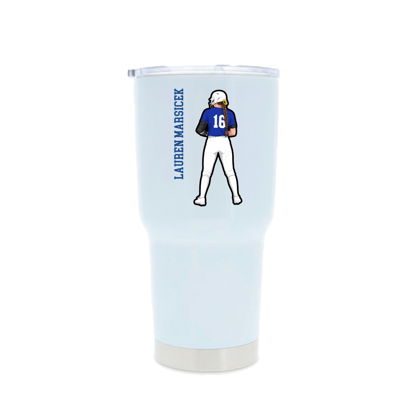 30oz Stainless Steel Tumbler — Name Vertical in White