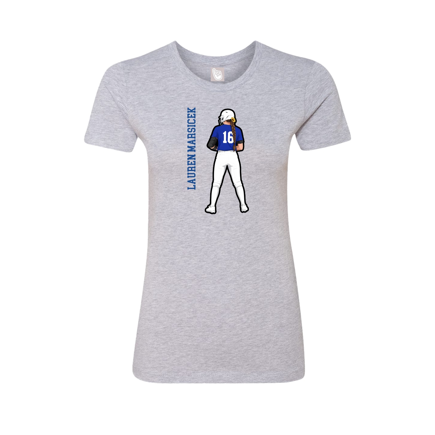 Fitted Women's Tee — Name Vertical in Grey