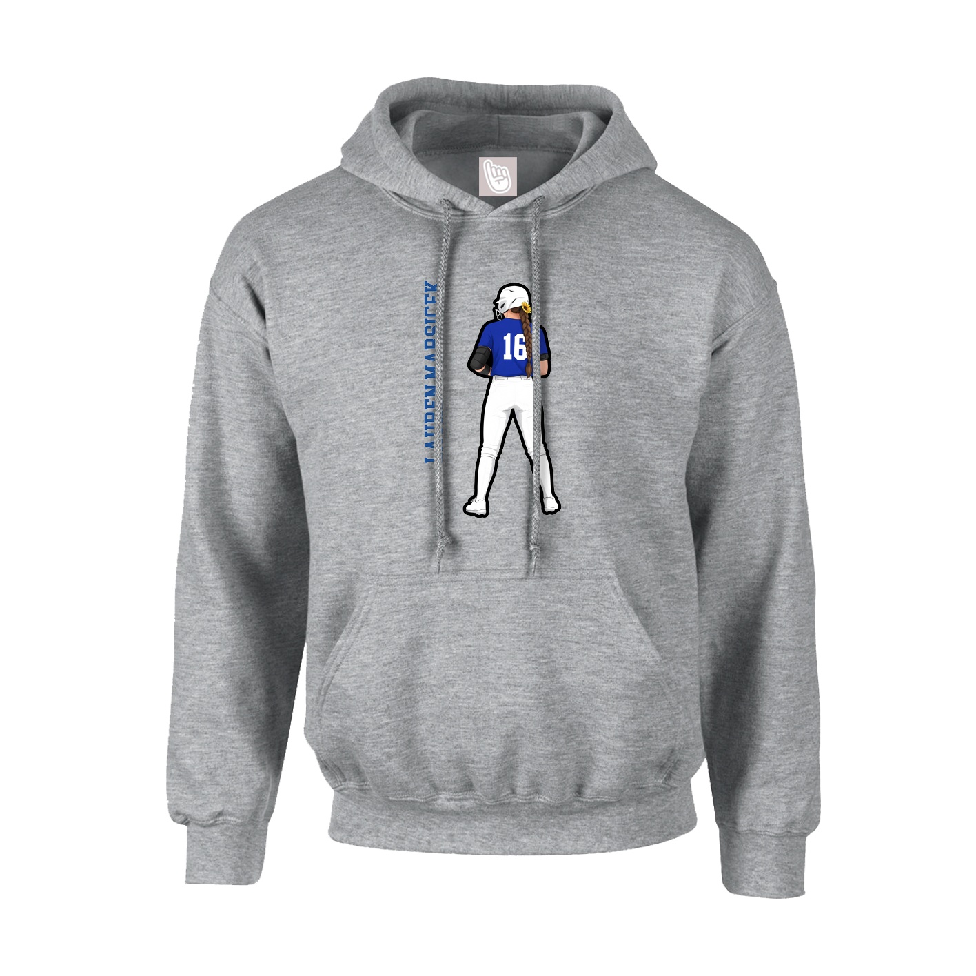 Youth Hoodie — Name Vertical in Grey