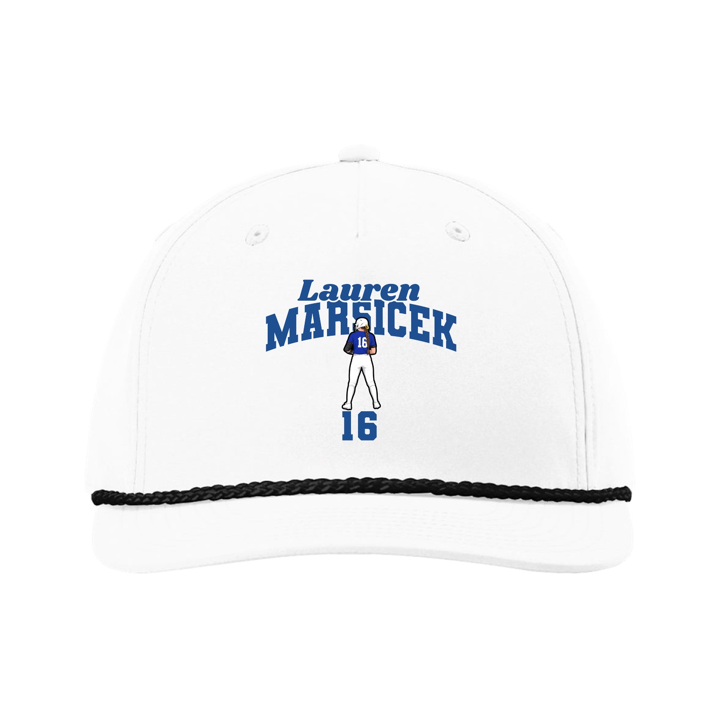 Five-Panel Classic Rope Cap — Signature Arch in White