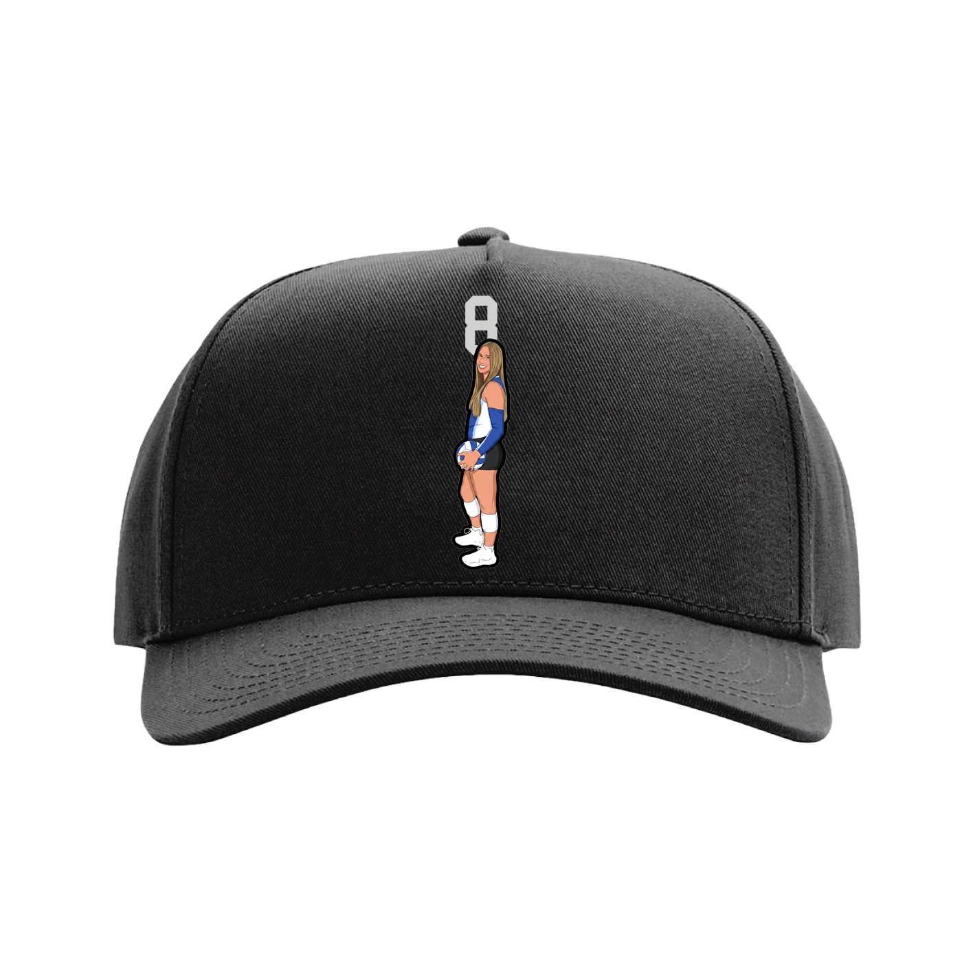 Full Fabric Five-Panel Champ Cap — Number Top in Black