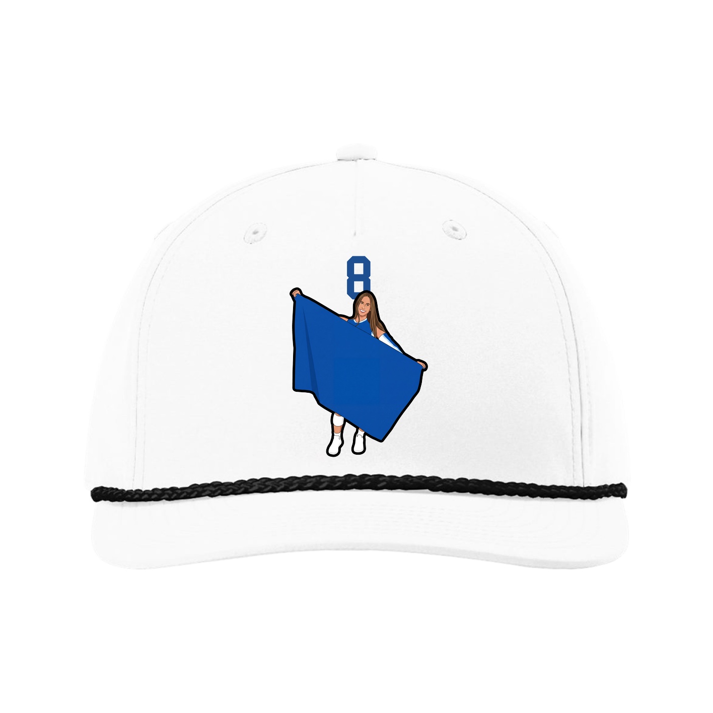 Five-Panel Classic Rope Cap — Number Top in White