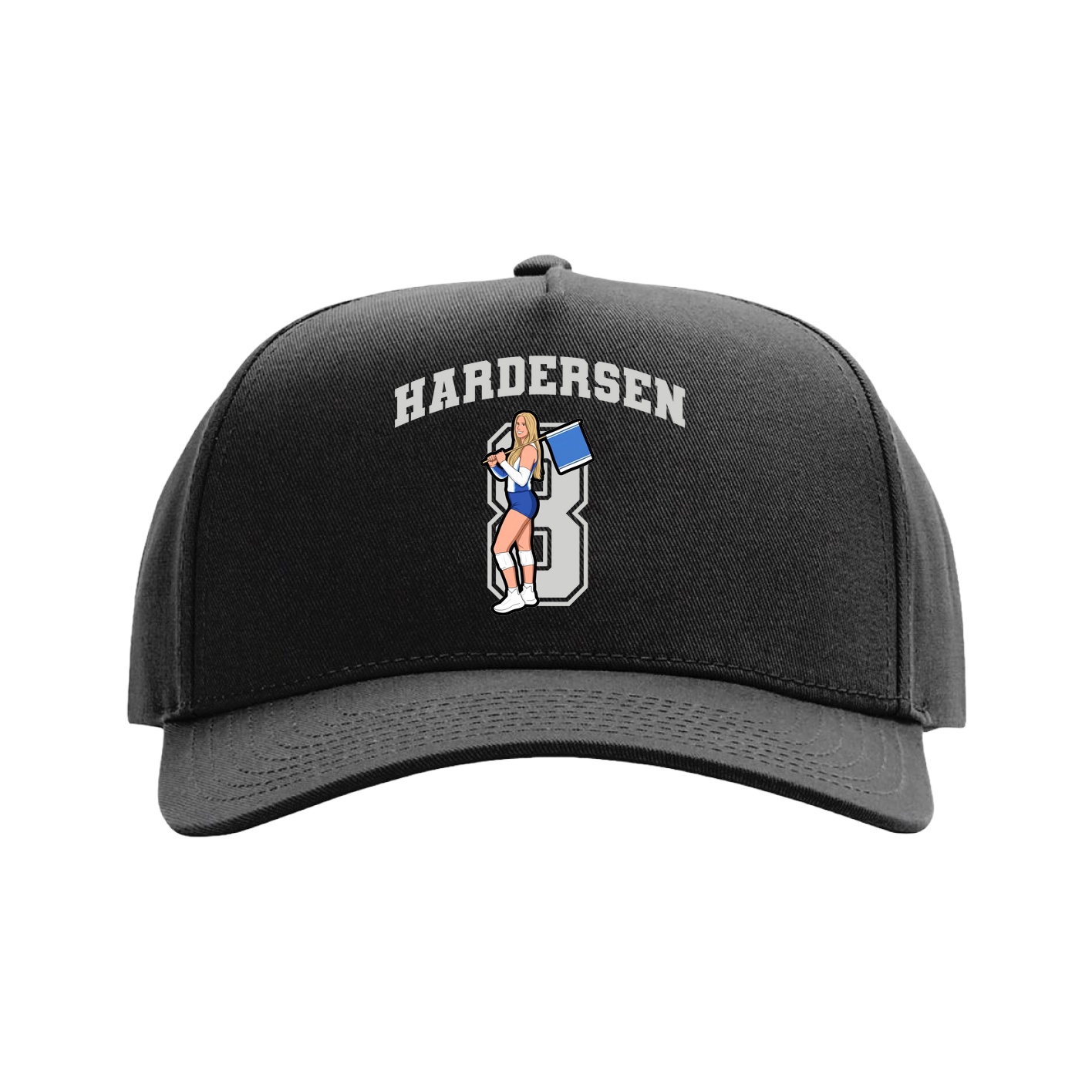 Full Fabric Five-Panel Champ Cap — Number in Black
