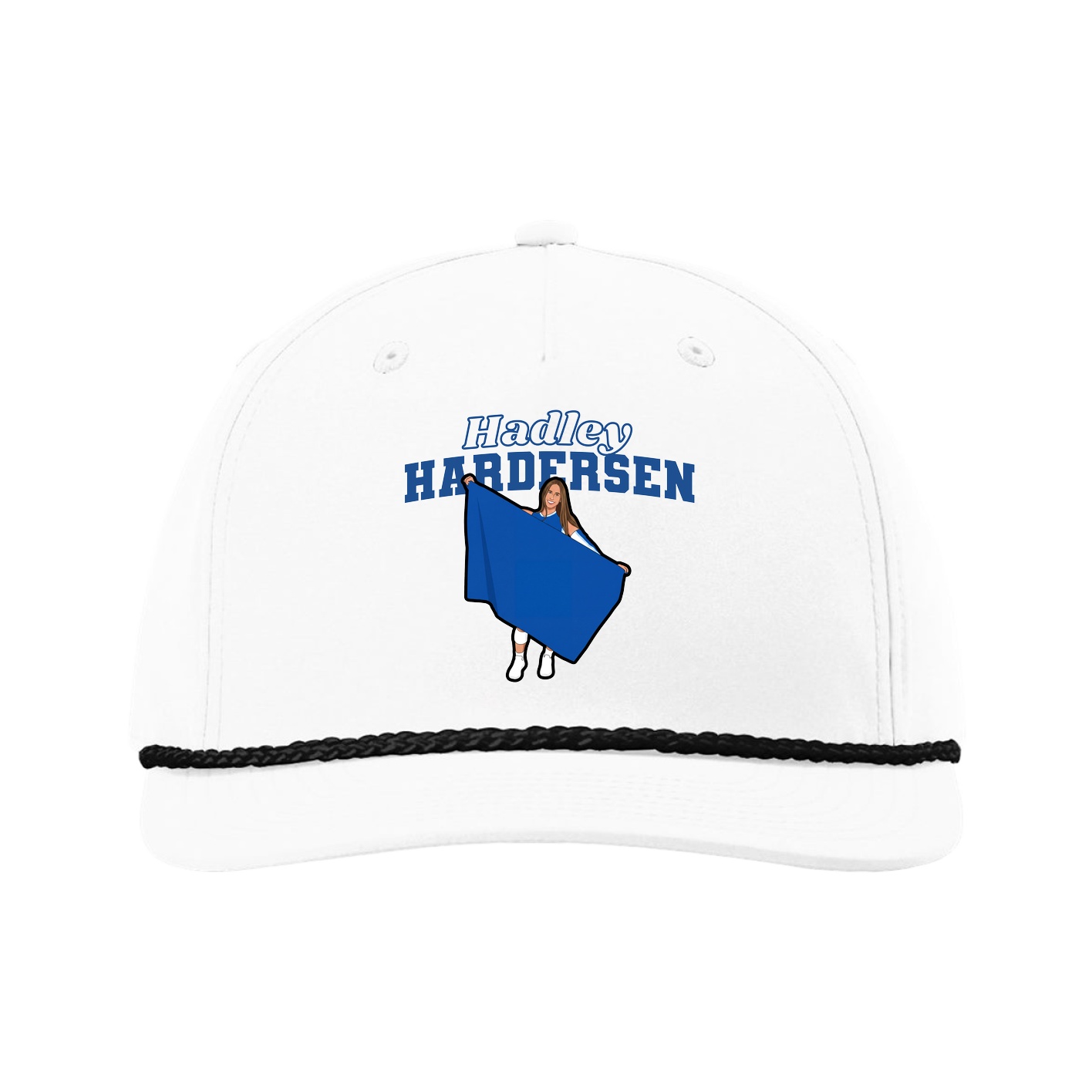 Five-Panel Classic Rope Cap — Name Arch in White