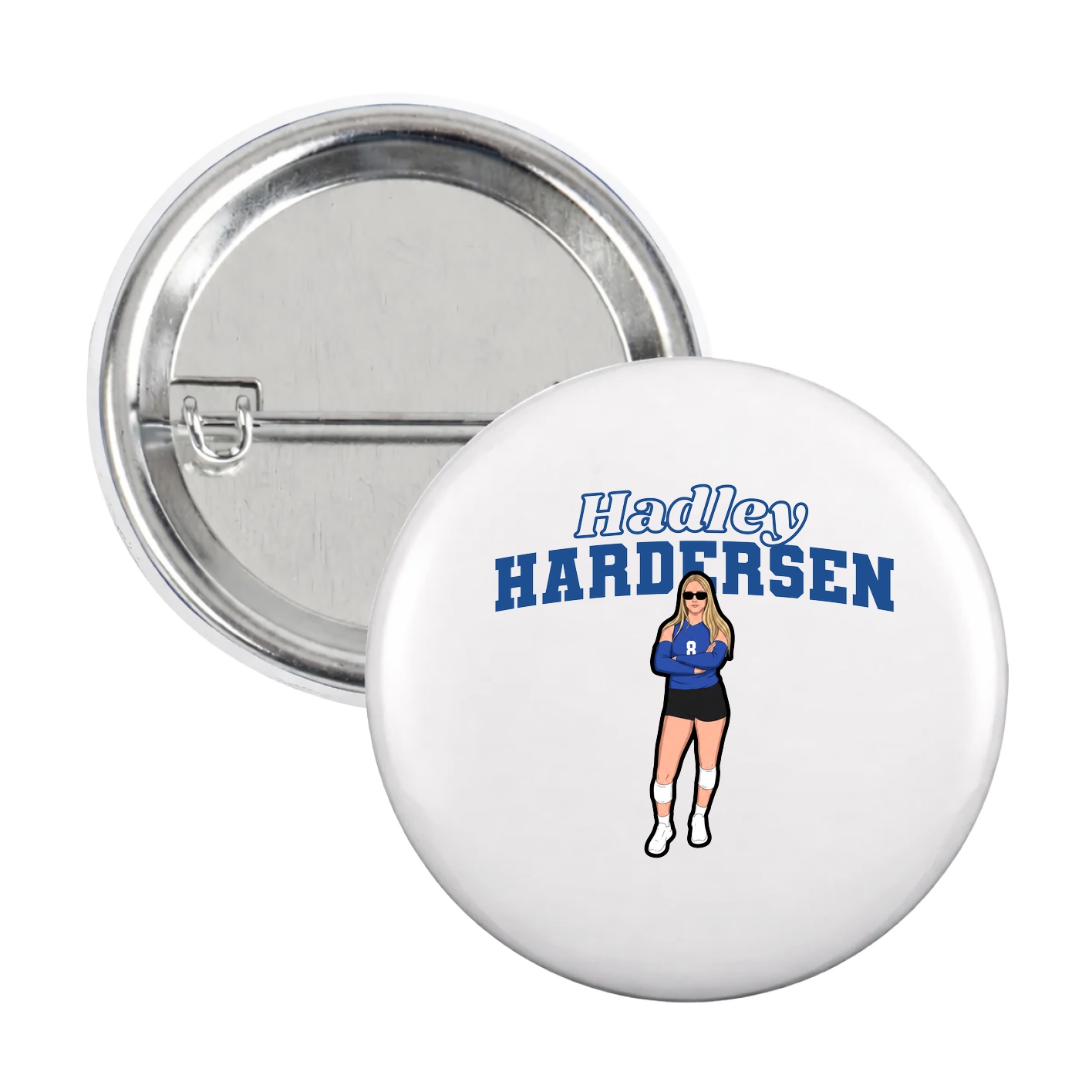 Game Day Button — Name Arch in White
