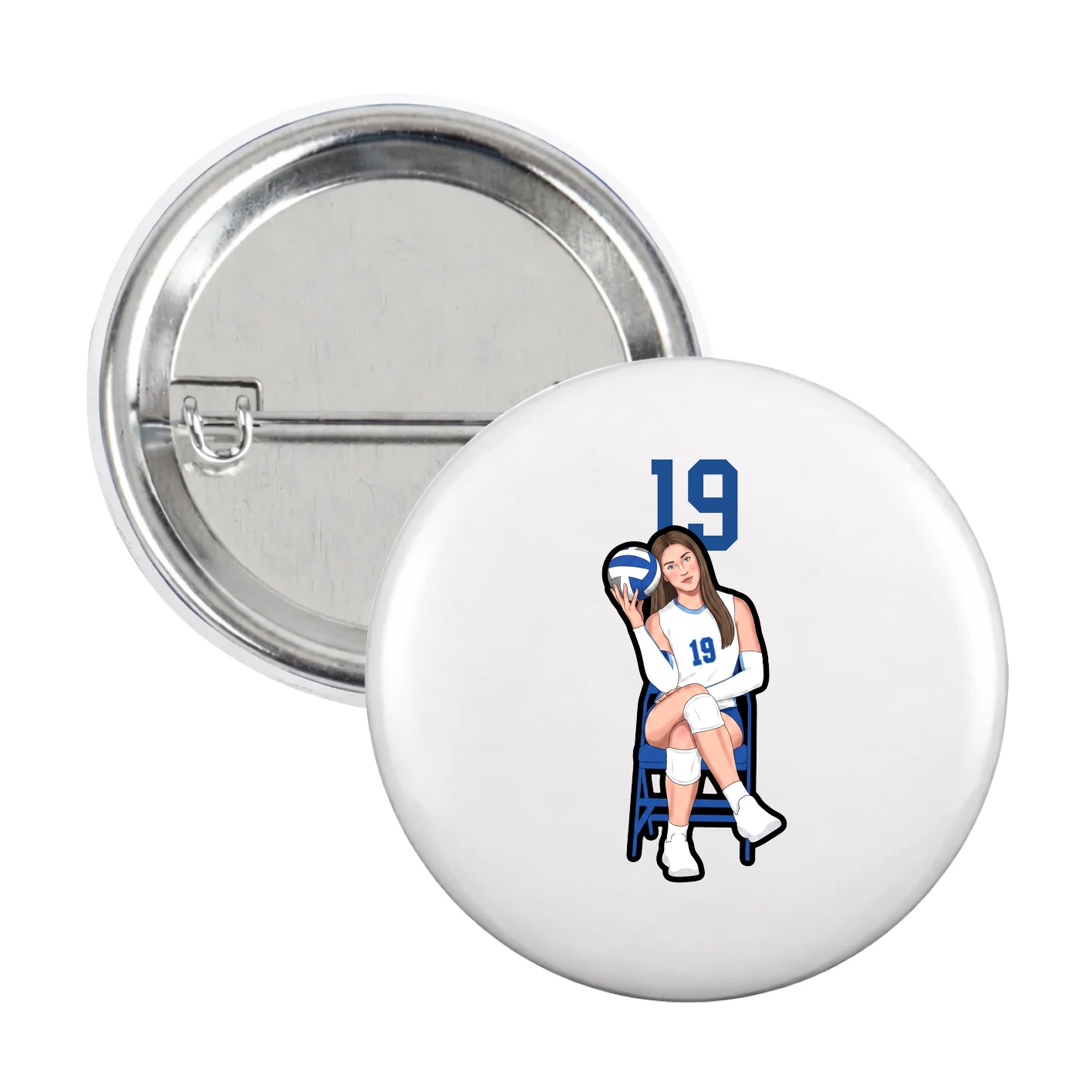 Game Day Button — Number Top in White