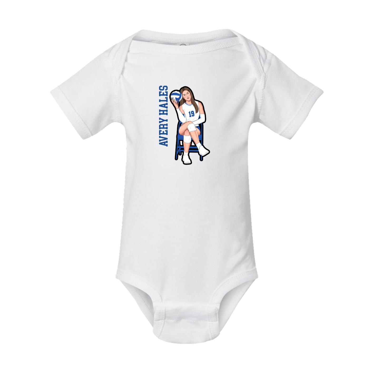 Baby Onesie — Name Vertical in White