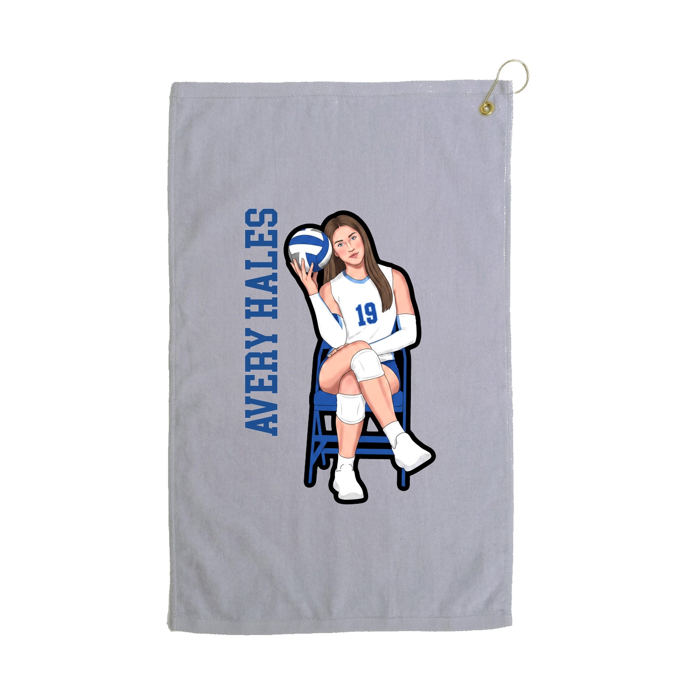 Golf Towel — Name Vertical in Grey