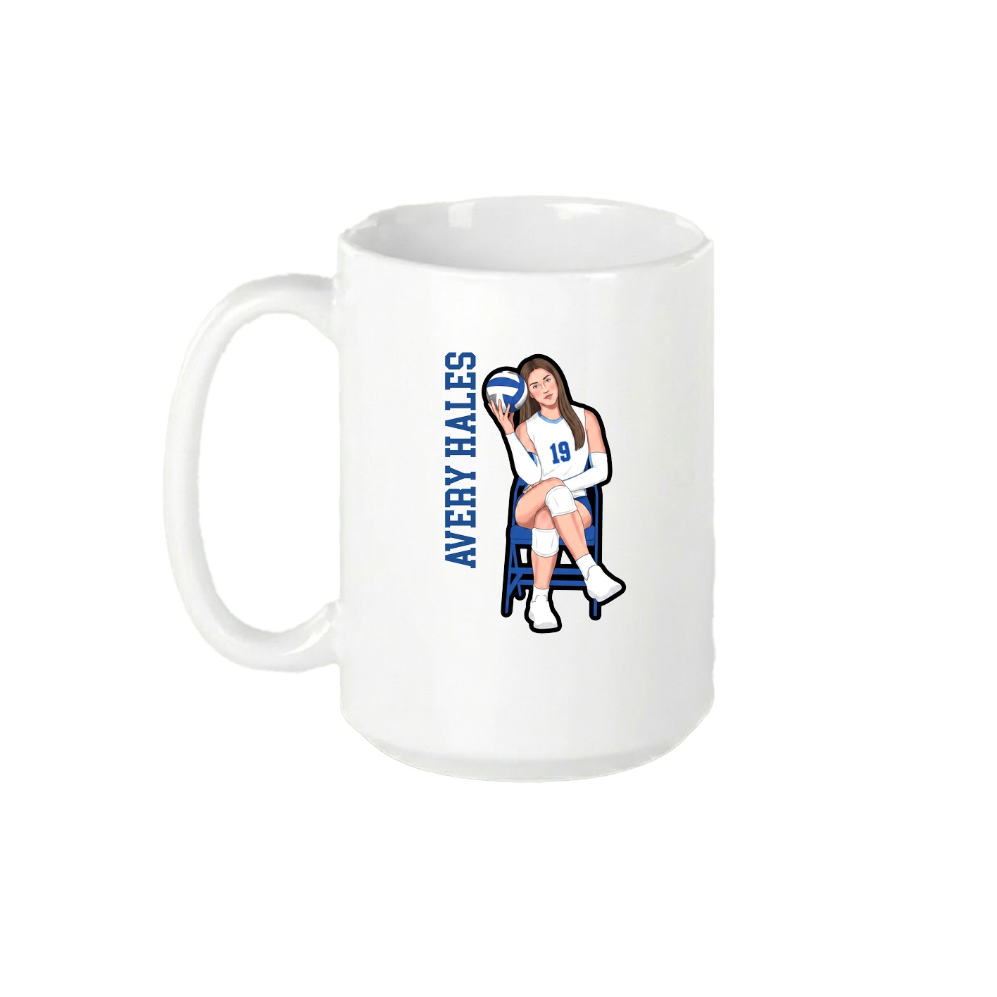 15oz Coffee Mug — Name Vertical in White