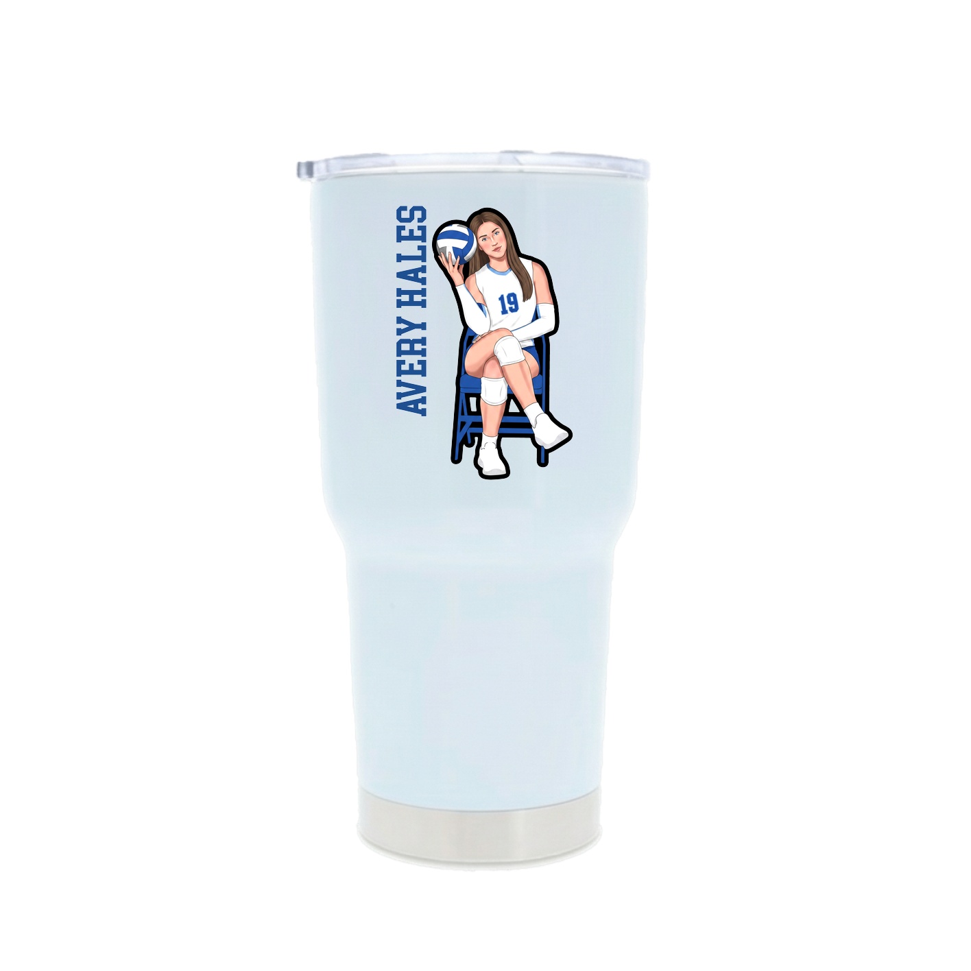 30oz Stainless Steel Tumbler — Name Vertical in White