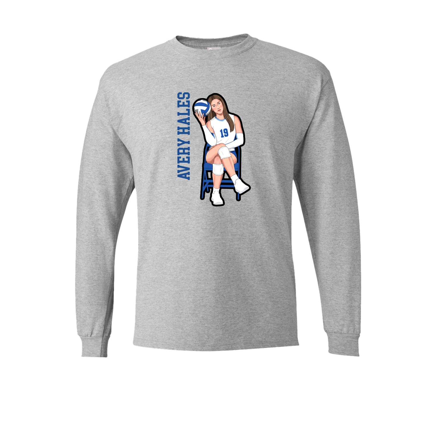 Long Sleeve Tee — Name Vertical in Grey