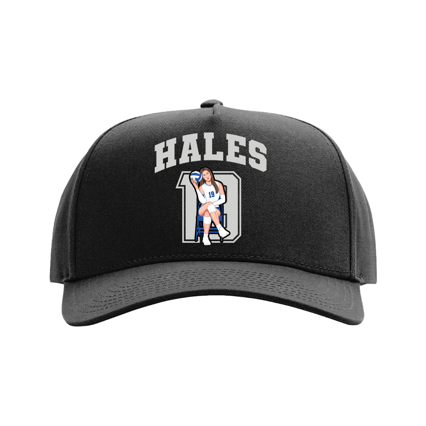 Full Fabric Five-Panel Champ Cap — Number in Black