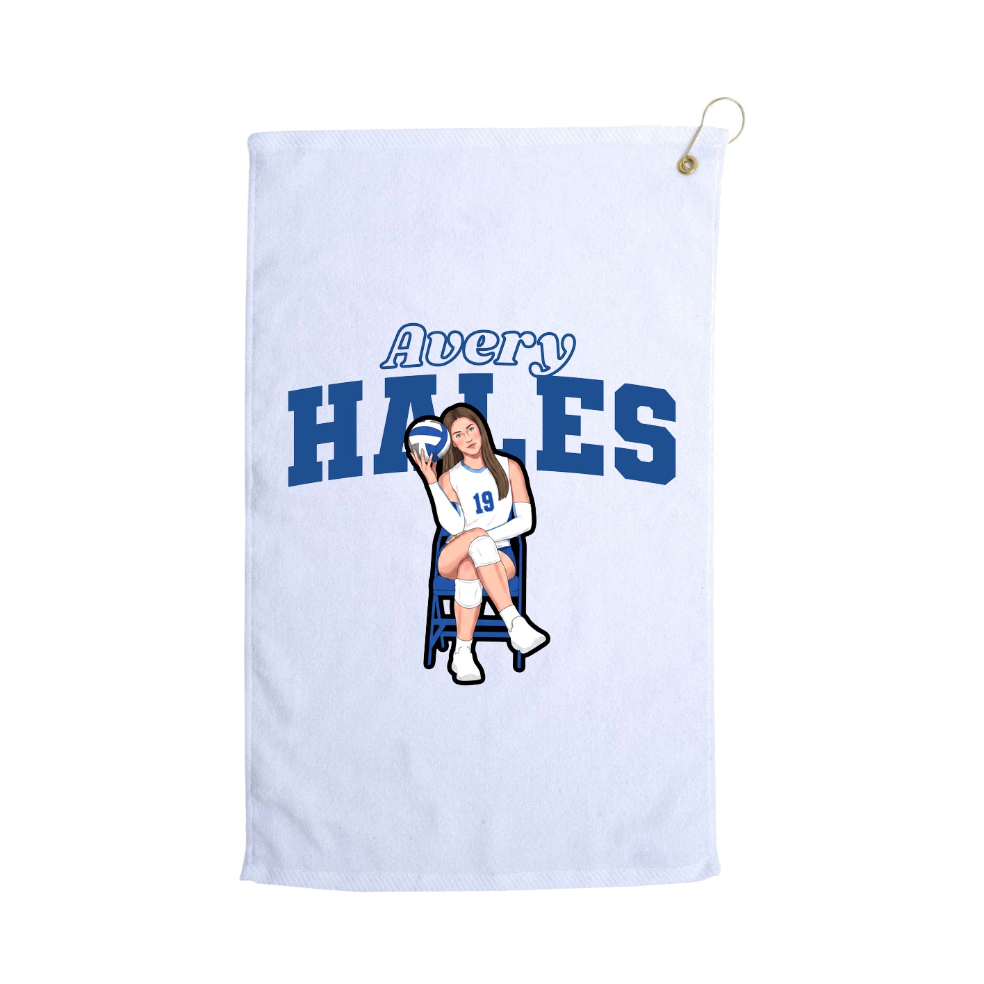 Golf Towel — Name Arch in White